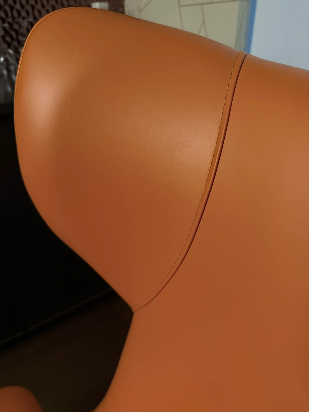 Orange Leather Armchair with Pillow - photo 5
