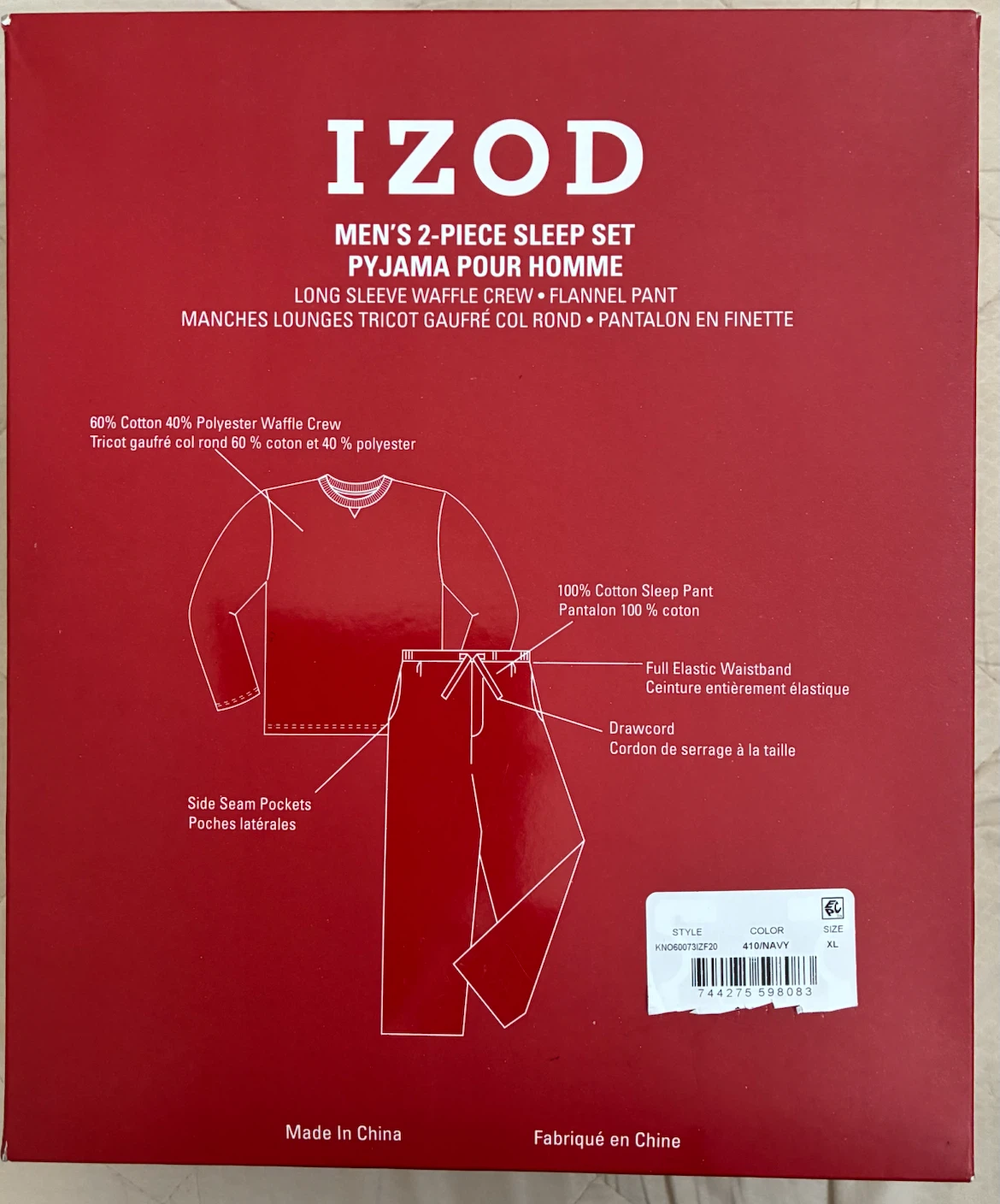 IZOD Men's 2-Piece Sleep Set Pyjama - XL - photo 2
