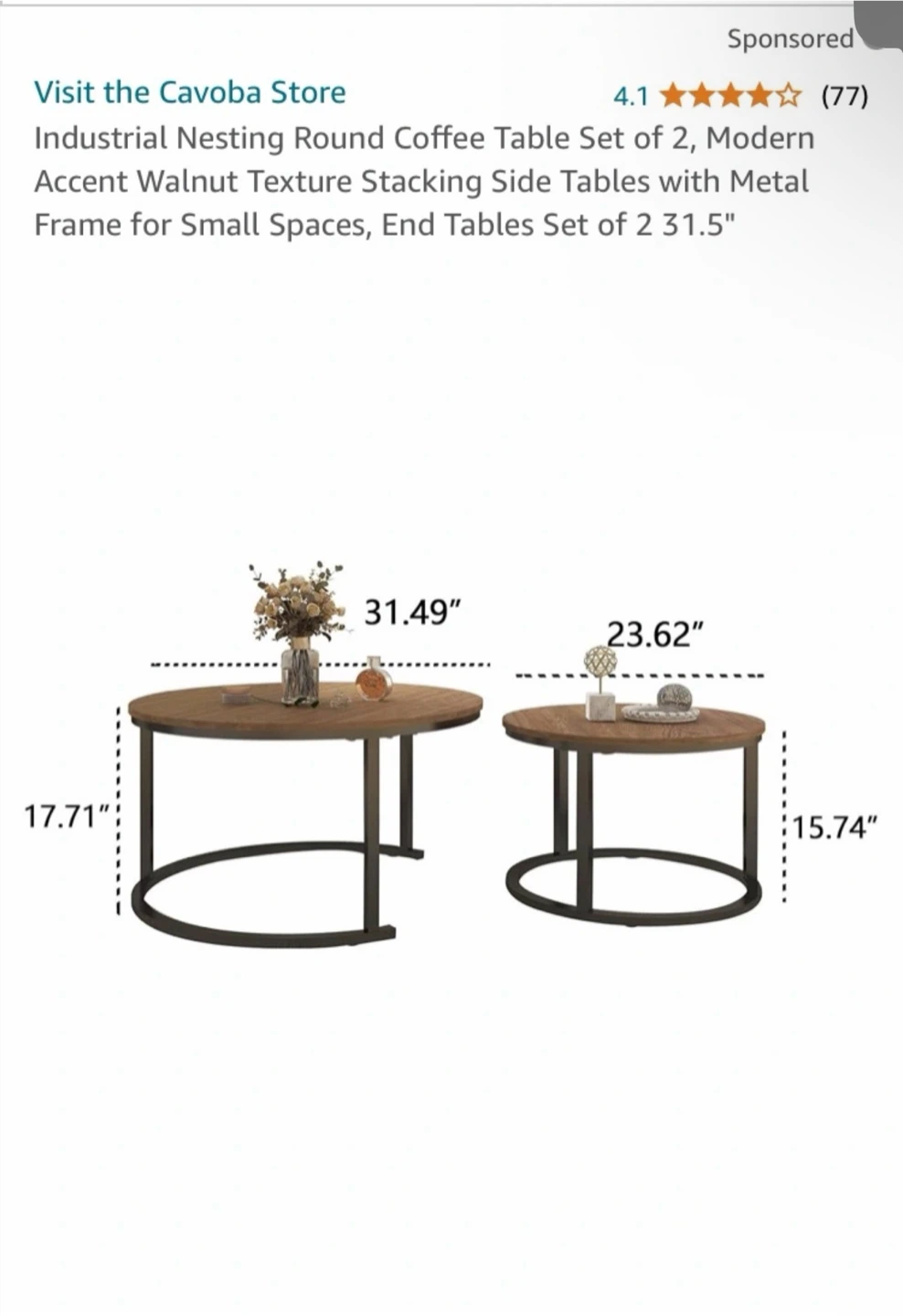 Nesting Coffee Tables Set of 2 - photo 2