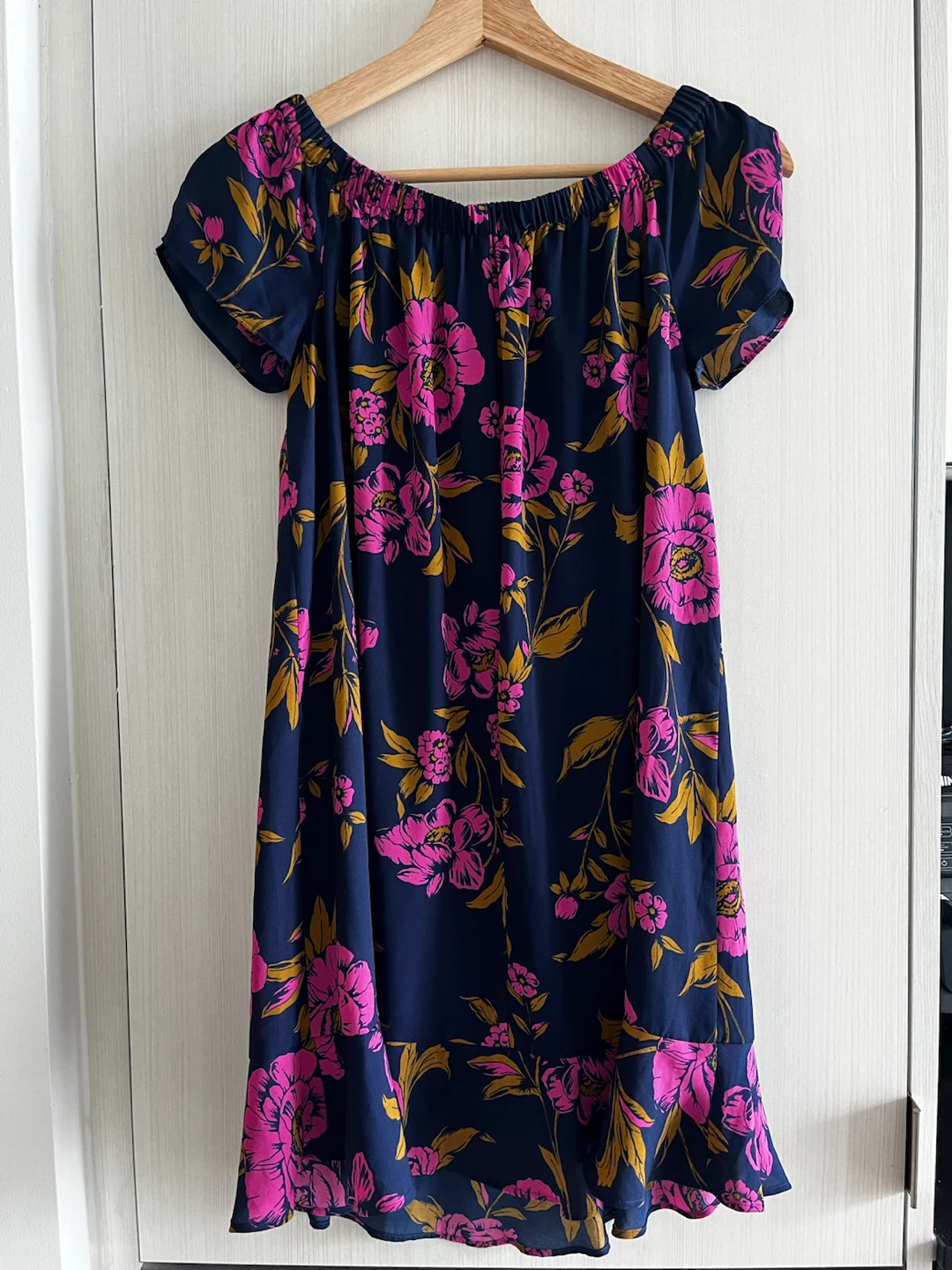 Navy Floral Off-the-Shoulder Dress - photo 4