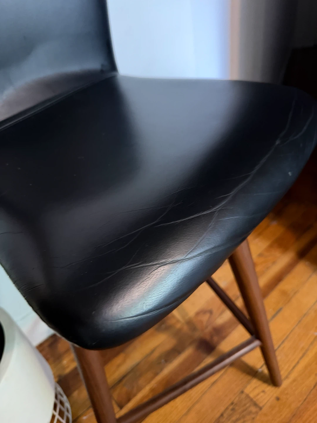 Article Sede Leather Swivel Counter Stool - Walnut and Black