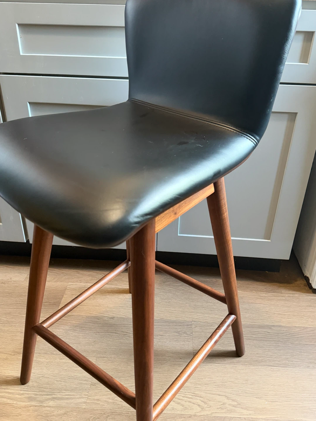 Article Sede Leather Swivel Counter Stool - Walnut and Black - photo 3