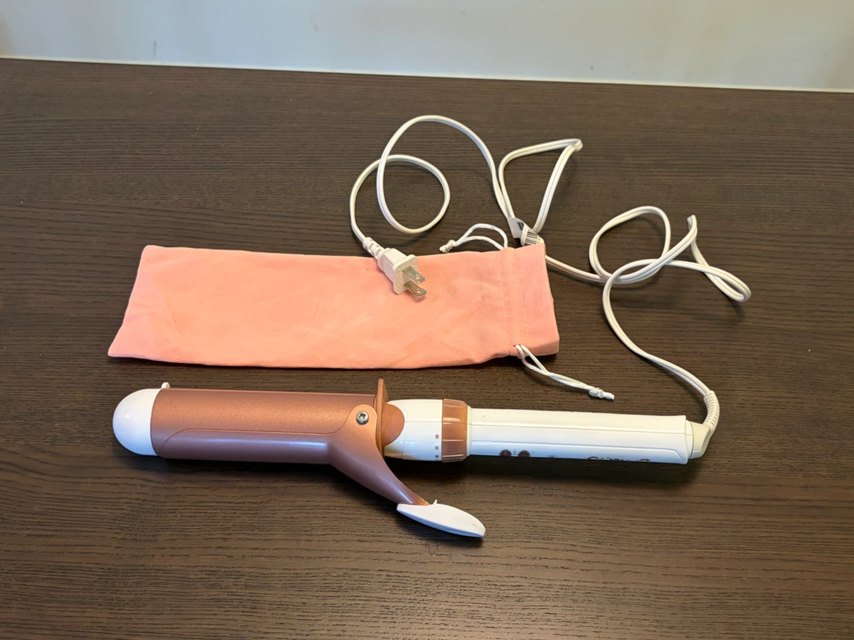 Gold & White Curling Wand with Pouch,iron