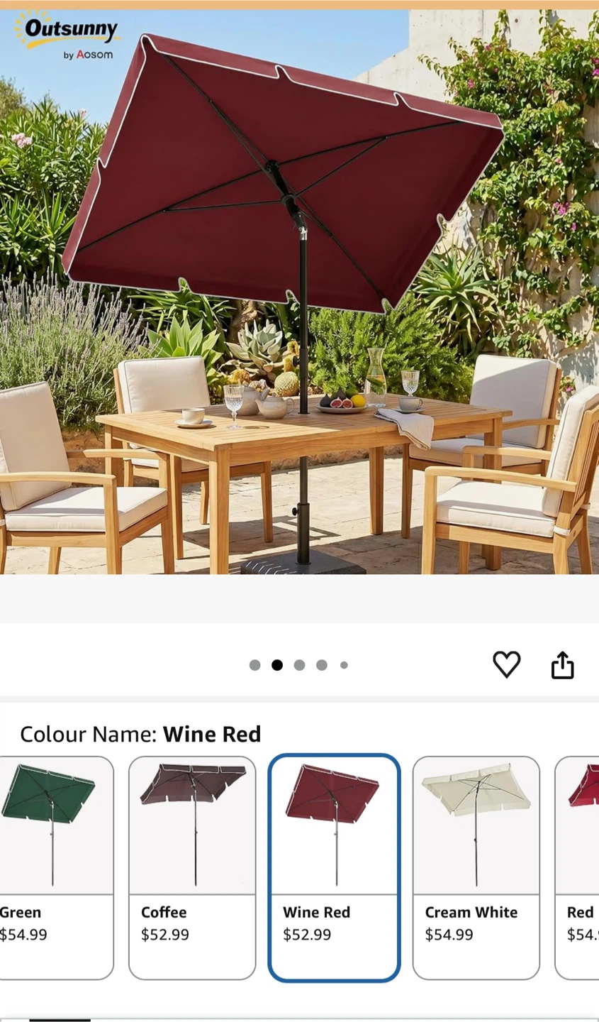 Outsunny Patio Umbrella - Wine Red