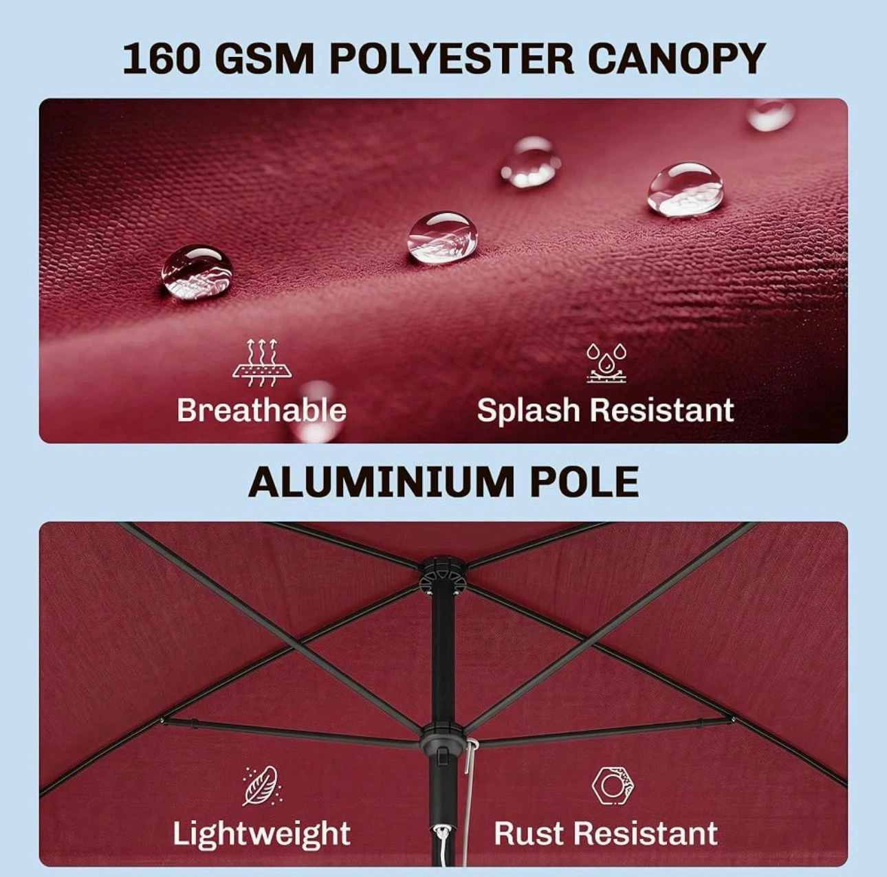 Outsunny Patio Umbrella - Wine Red - photo 3