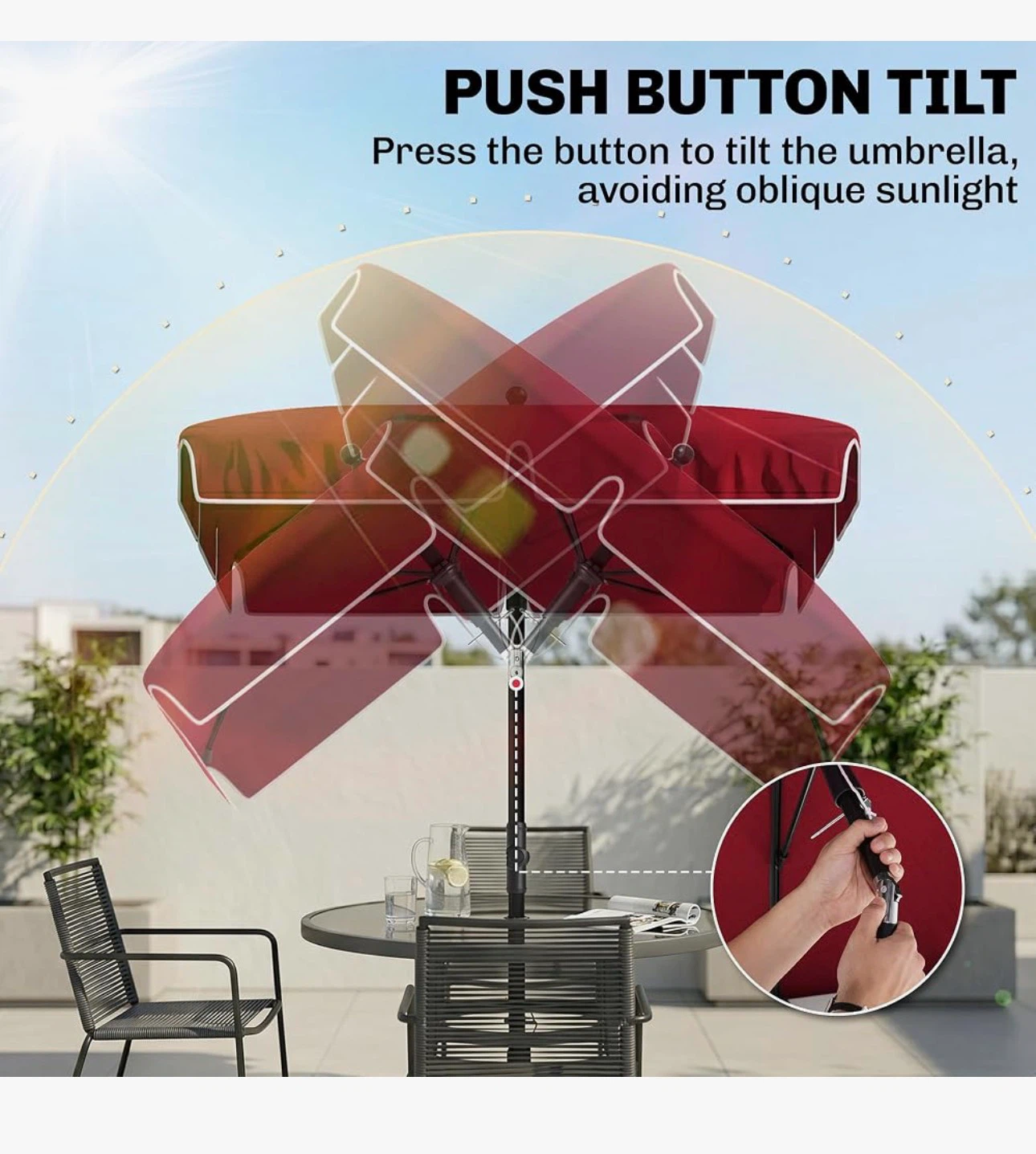 Outsunny Patio Umbrella - Wine Red - photo 5