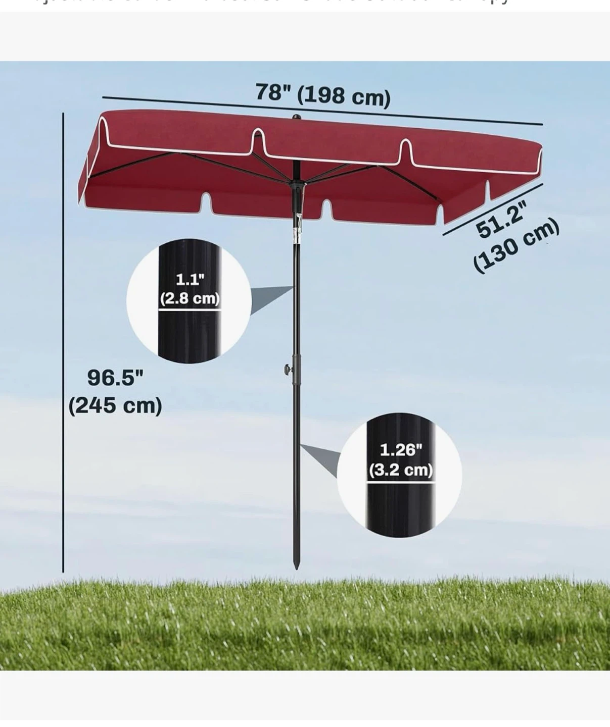Outsunny Patio Umbrella - Wine Red - photo 2