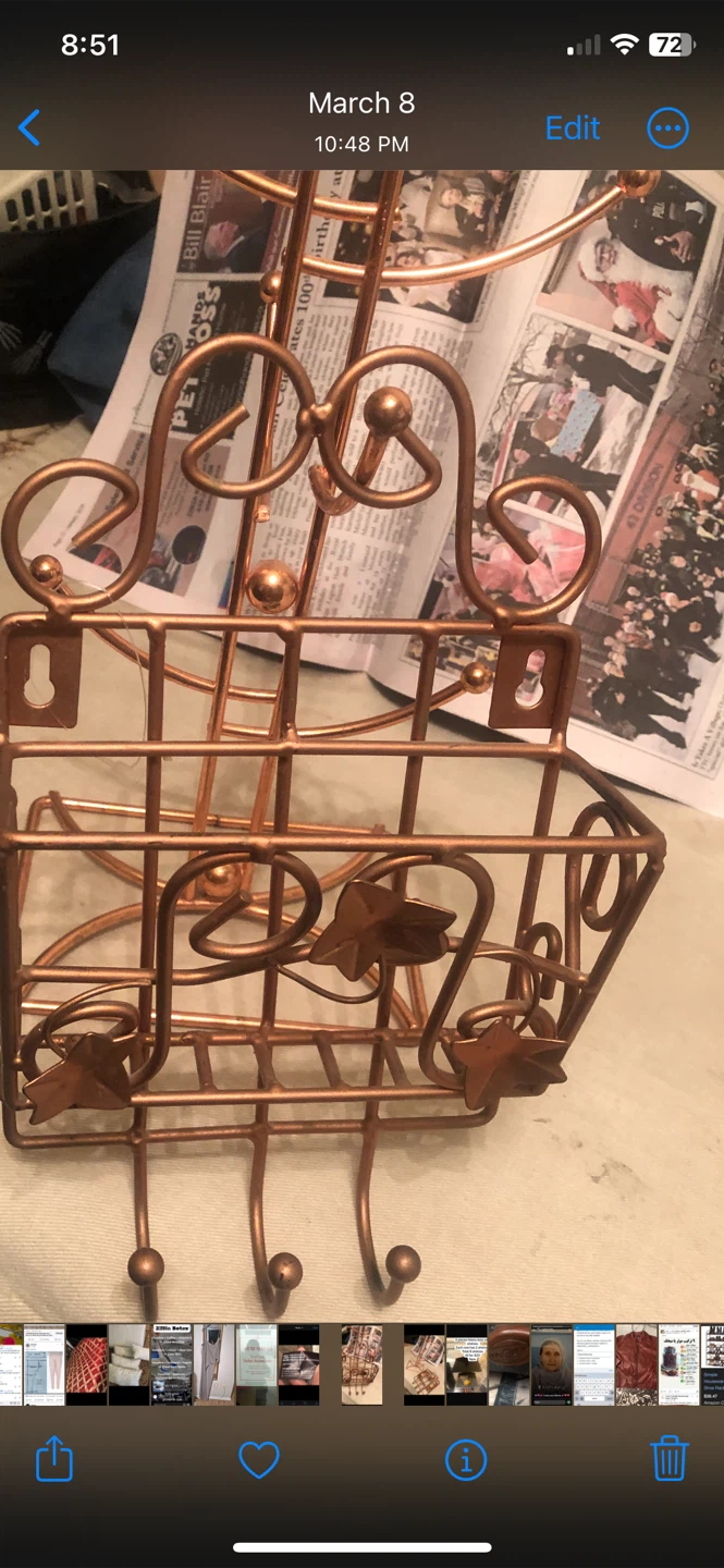 Copper Mug Tree with Basket and Hooks - photo 2