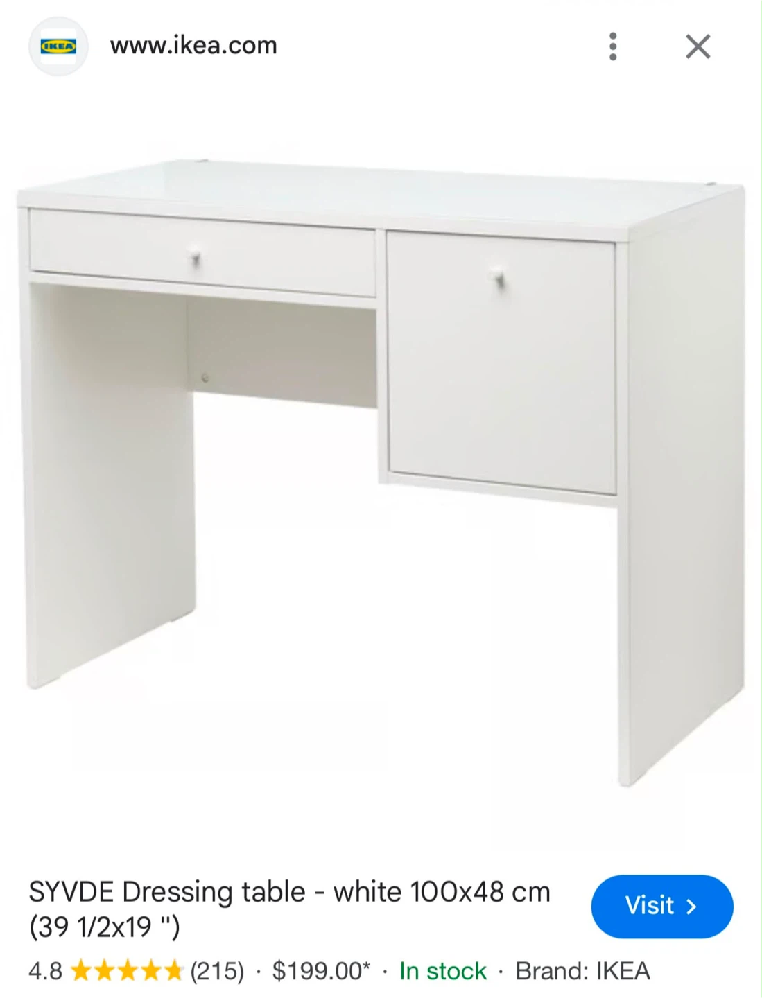 IKEA SYVDE Dressing Table - White - photo 2