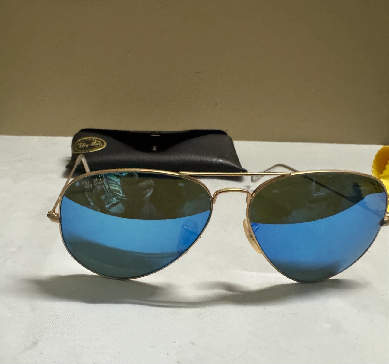 Ray-Ban Aviator Sunglasses with Blue Mirror Lenses - photo 3
