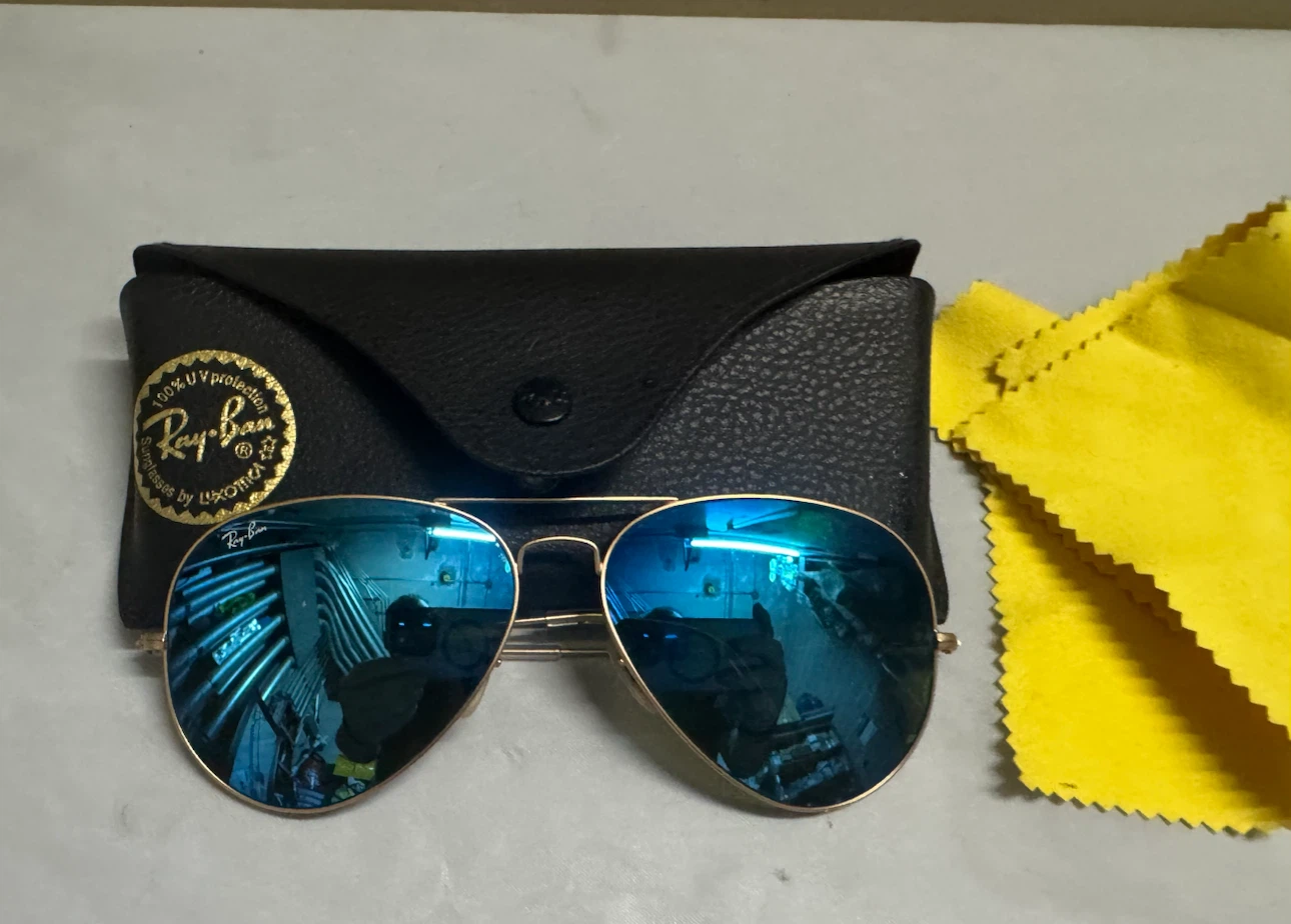 Ray-Ban Aviator Sunglasses with Blue Mirror Lenses - photo 5