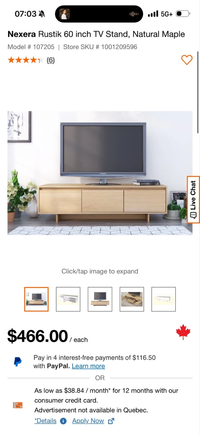Nexera Rustik 60 inch TV Stand, Natural Maple - photo 2