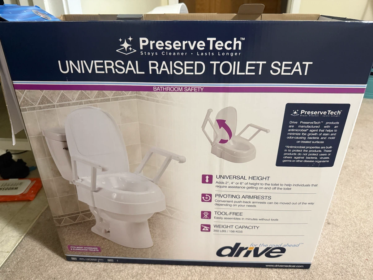 PreserveTech Universal Raised Toilet Seat with Arms