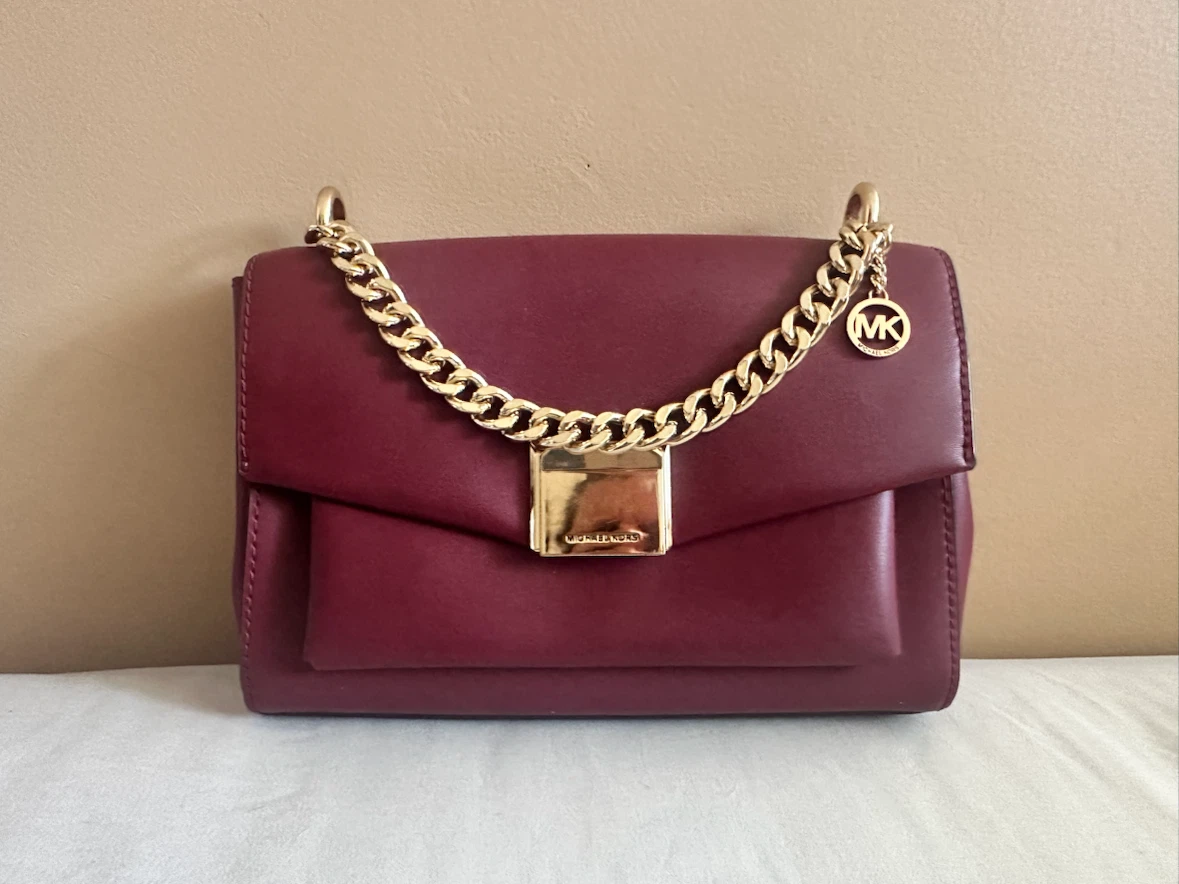 Michael Kors Burgundy Leather Chain Shoulder Bag