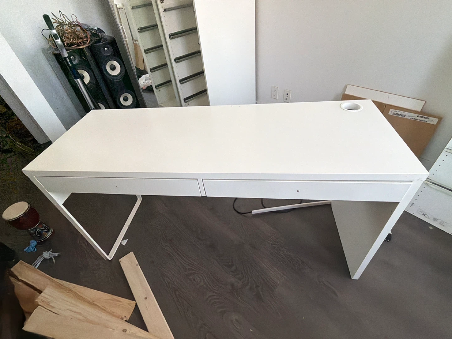 White IKEA Desk with Two Drawers - today only moving sale