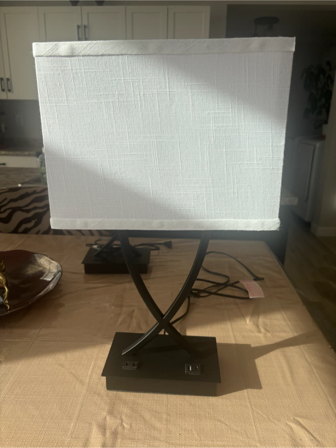 Set of 2 modern bedside lamps with USB ports