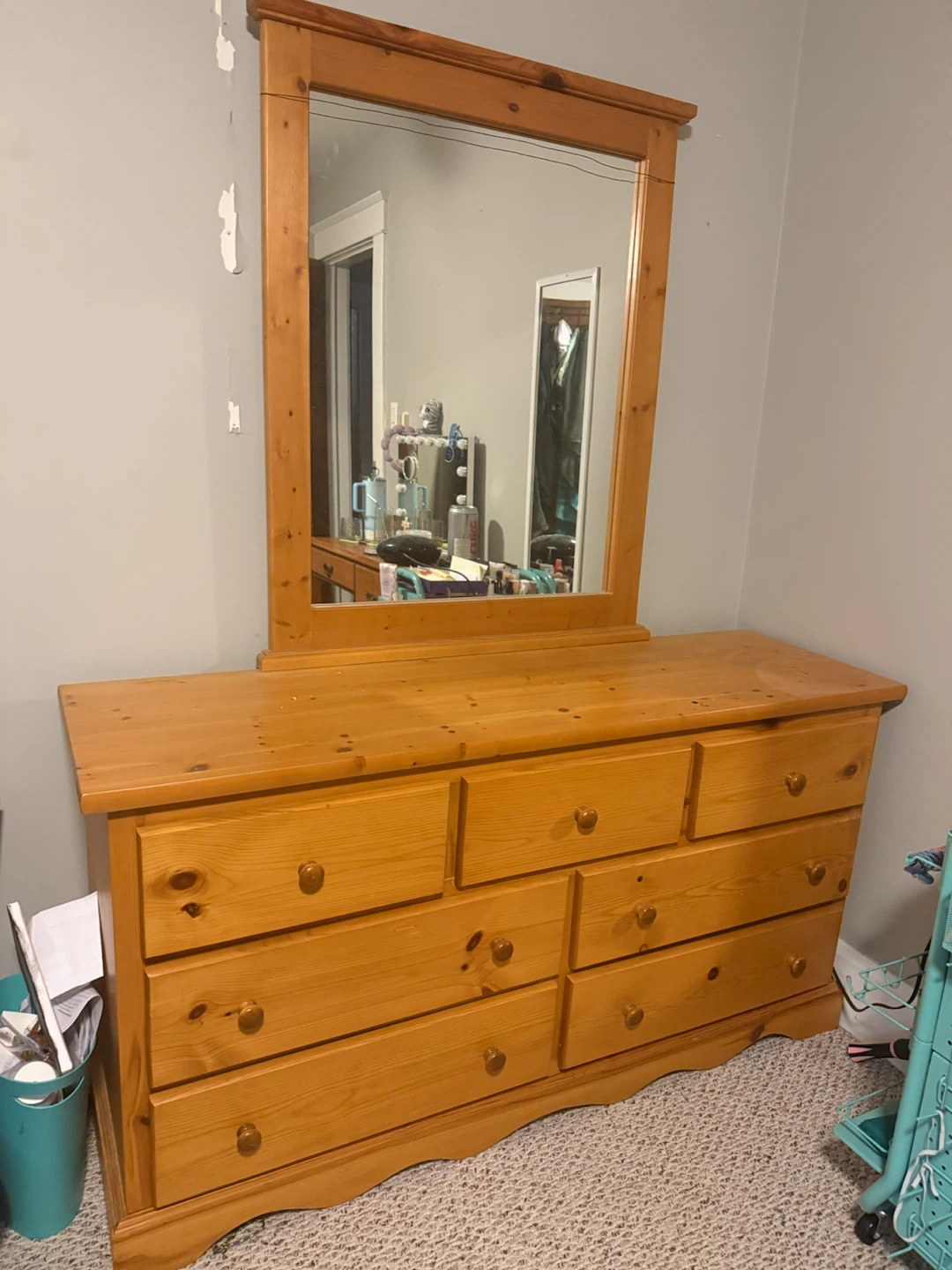 Solid Wood Dresser with Mirror