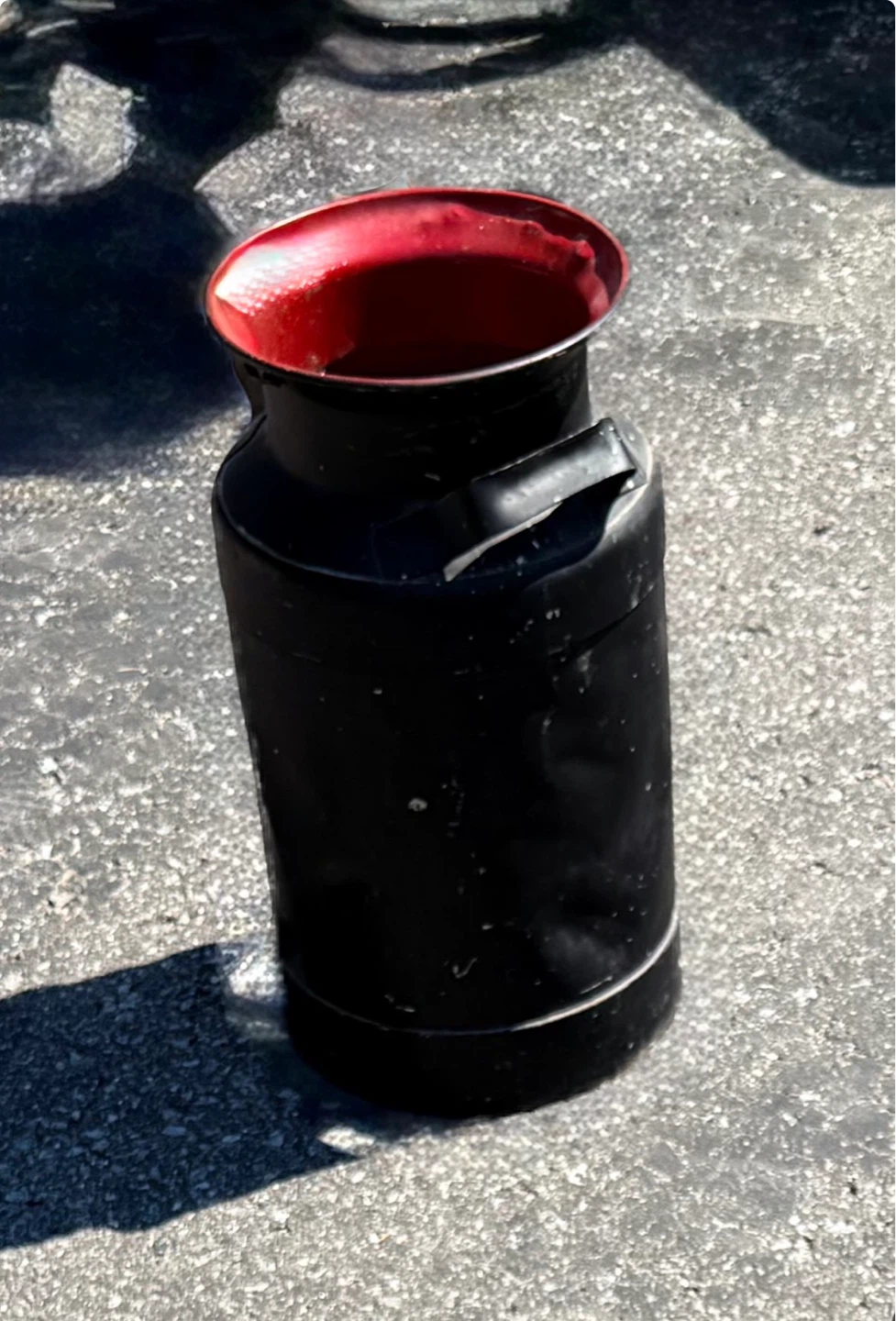 Vintage Black Milk Can with Red Rim