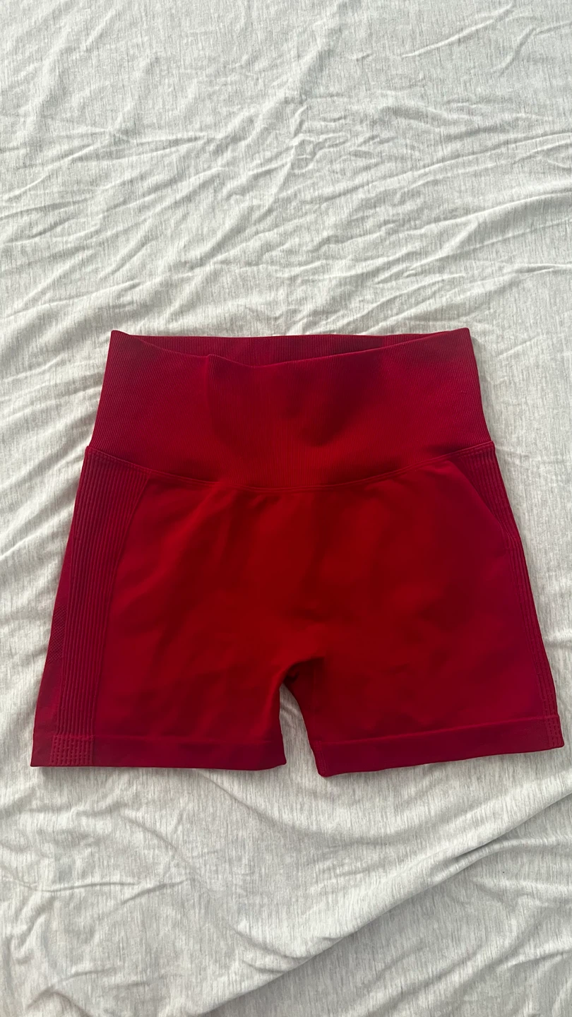 Red High-Waisted Athletic Shorts