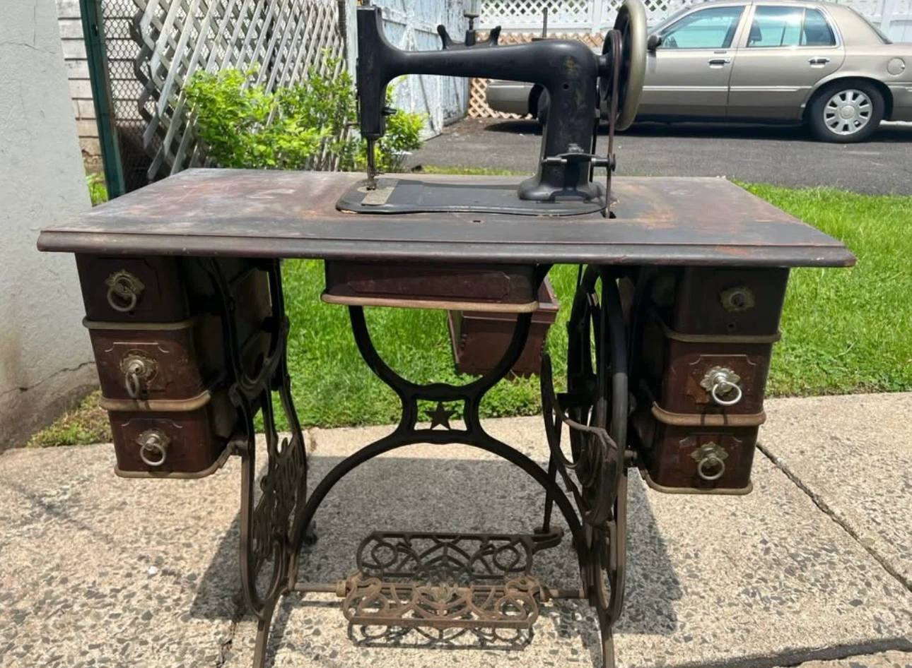 Domestic Sewing Machine with Treadle Base