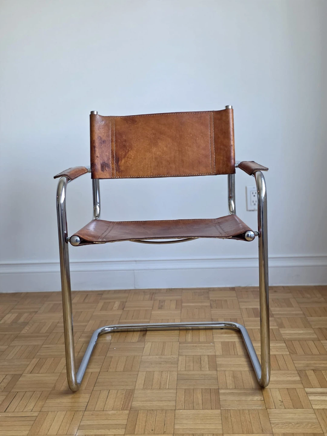 Bauhaus Style Cantilever Chair with Leather