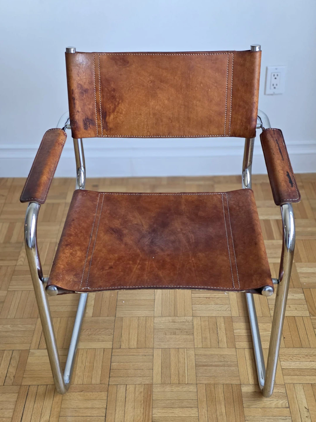 Bauhaus Style Cantilever Chair with Leather - photo 2