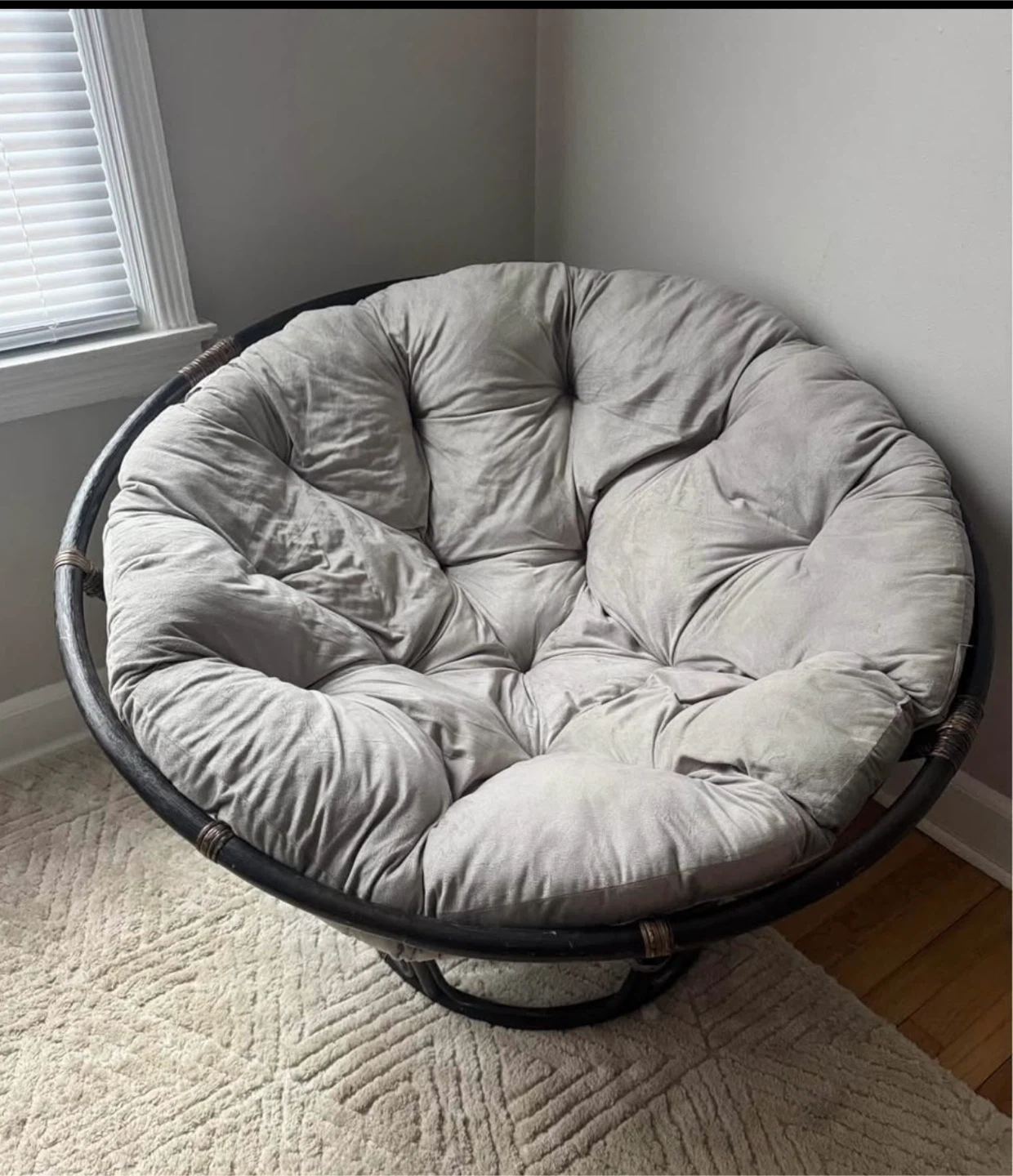 Papasan Chair with Grey Cushion