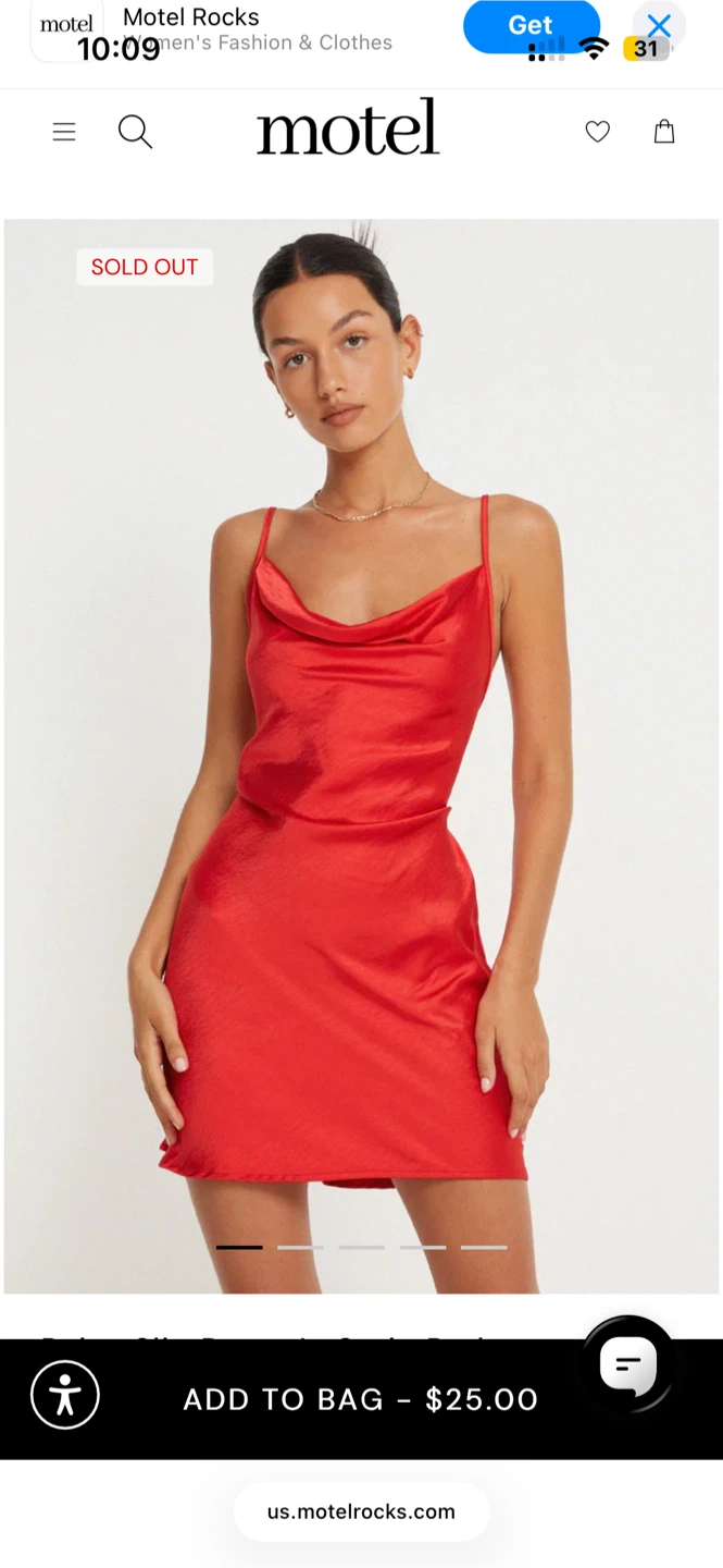 Motel Red Slip Dress XS