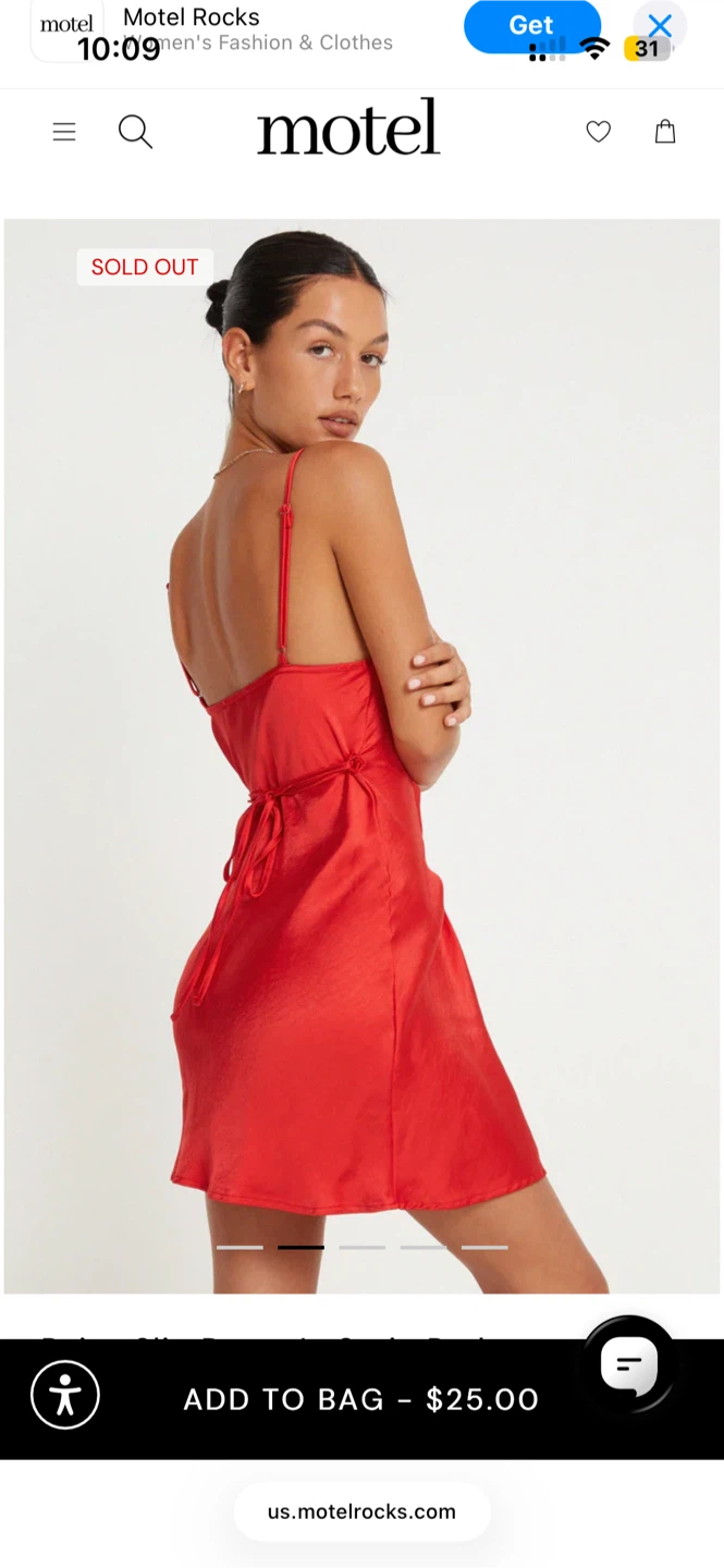 Motel Red Slip Dress XS - photo 3