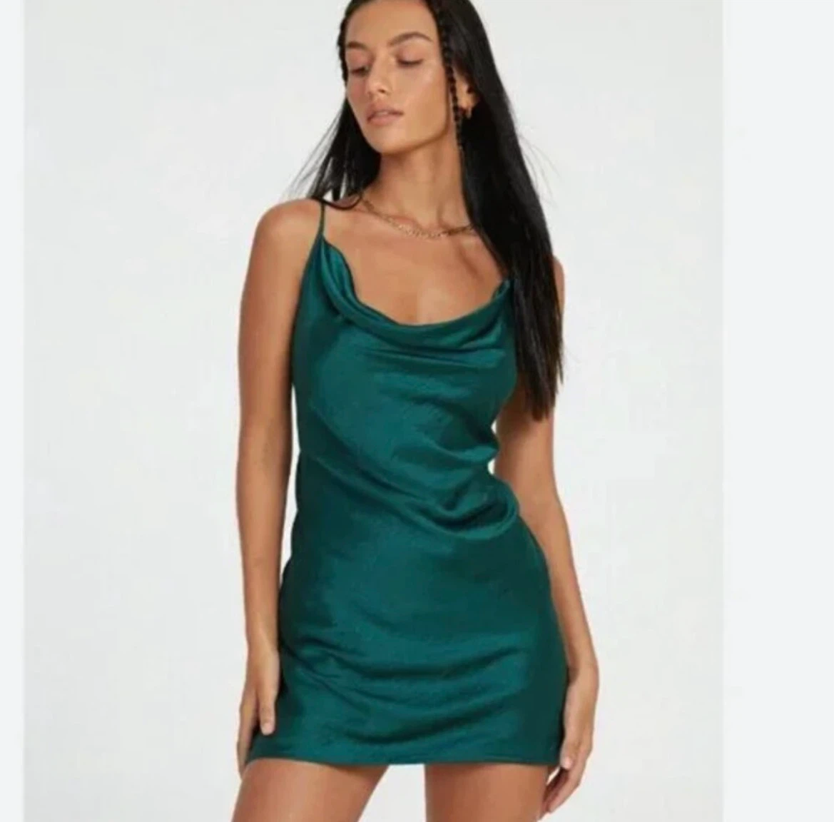 Emerald Green Satin Slip Dress XS