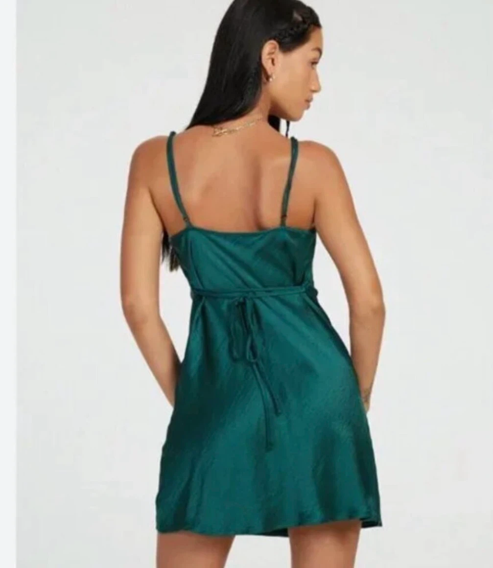 Emerald Green Satin Slip Dress XS - photo 2