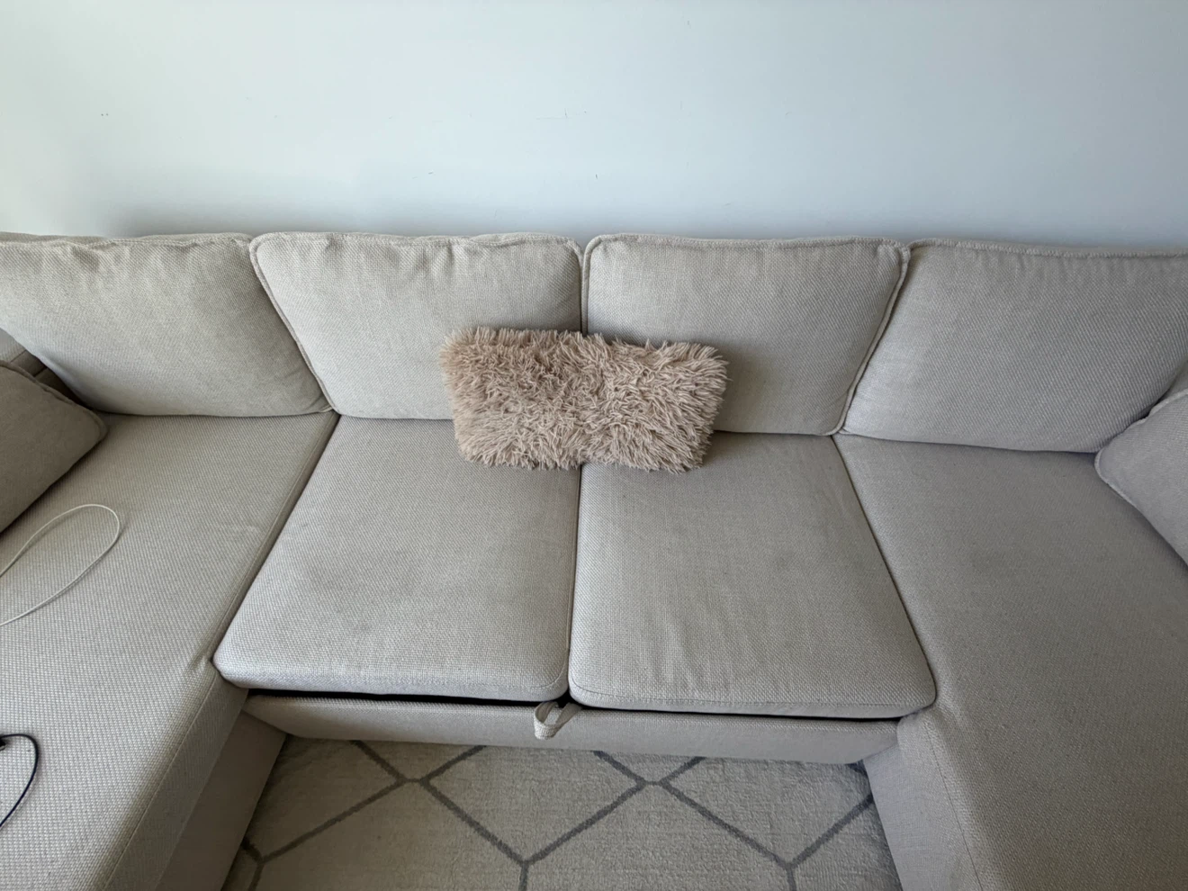 Beige Sectional Sofa with Storage and Cup Holders - photo 5