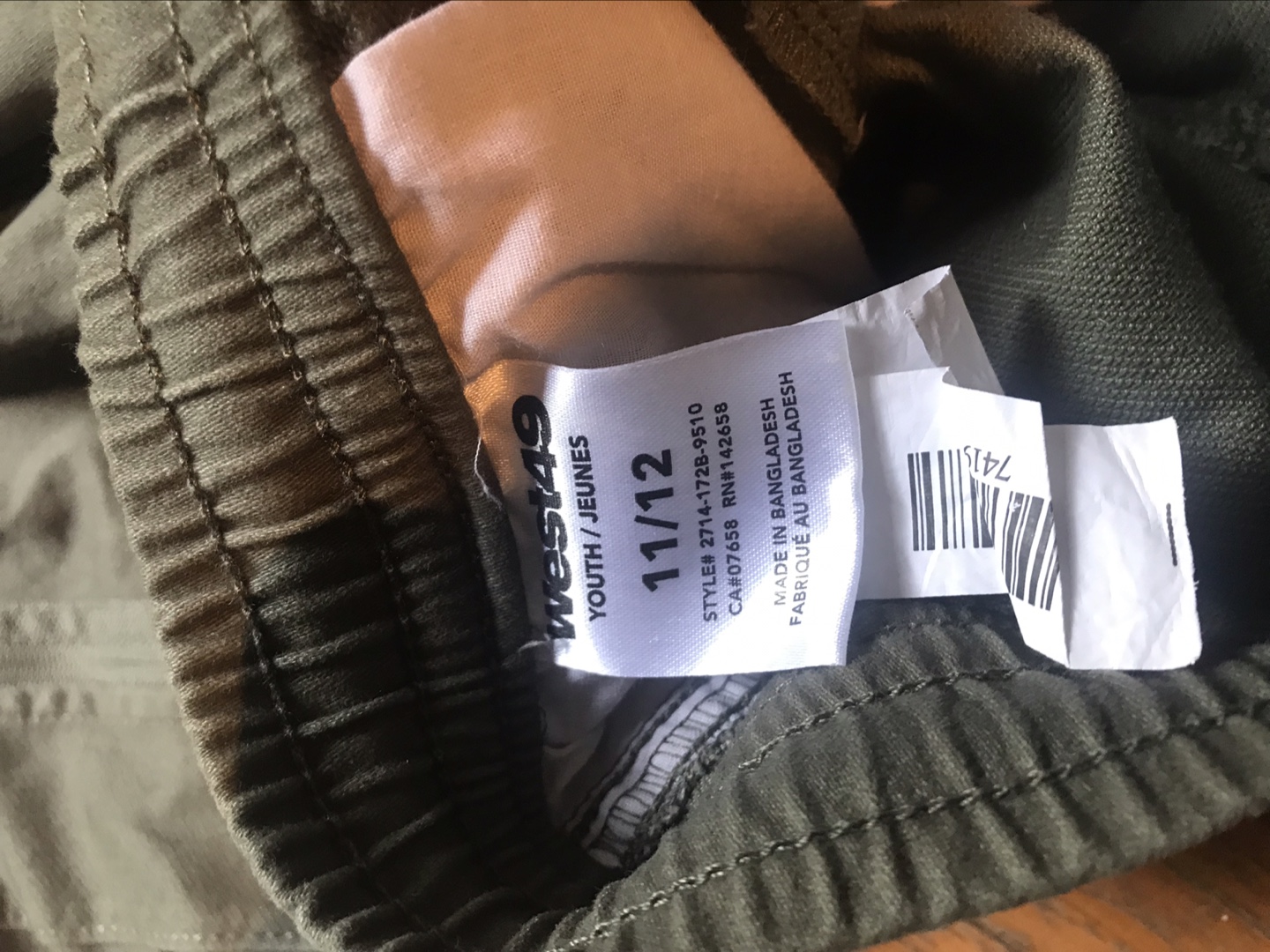 West49 Youth Cargo Pants - Green - Size 11/12 - photo 2