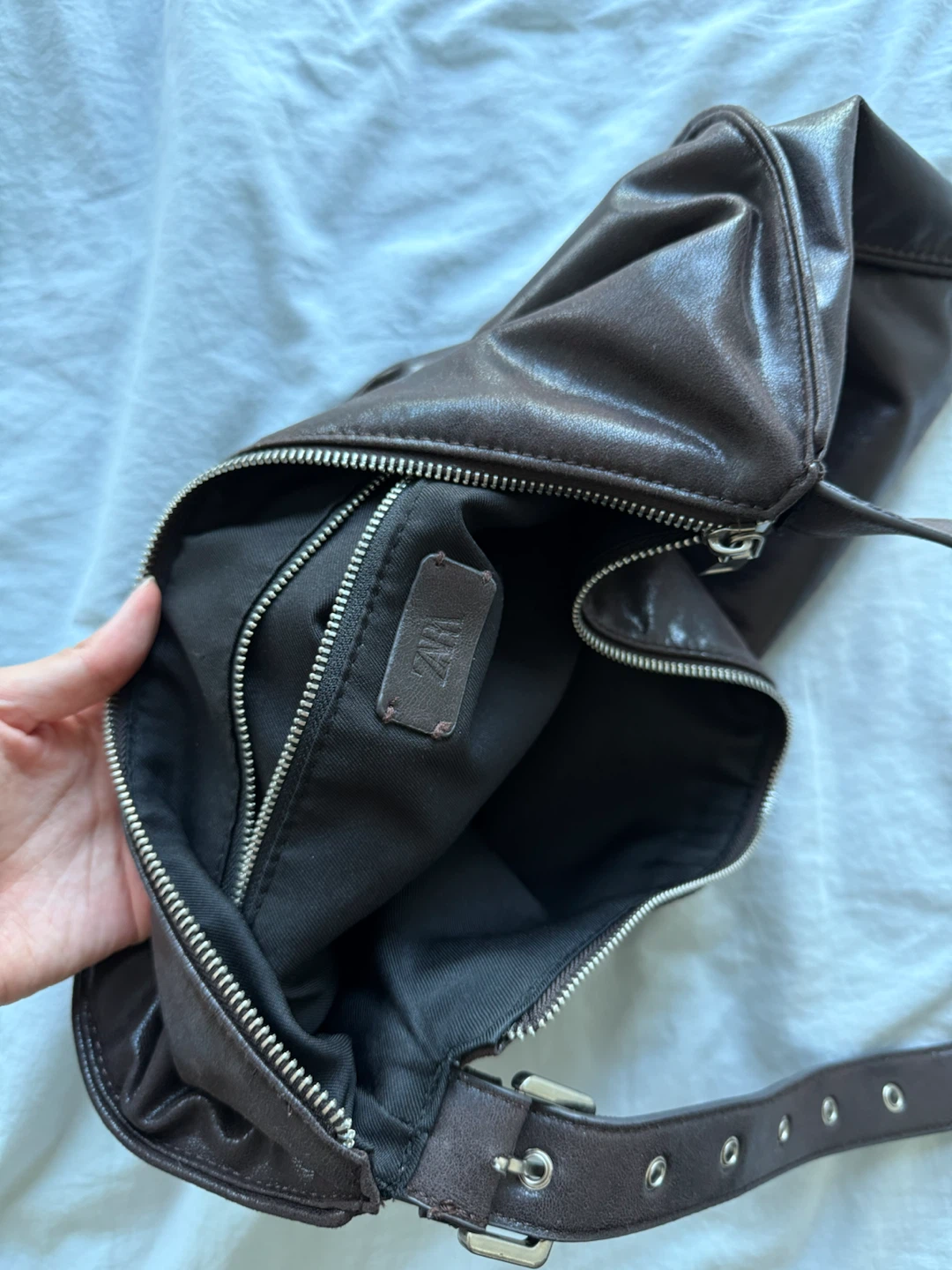 ZARA Brown Leather Shoulder Bag - photo 3