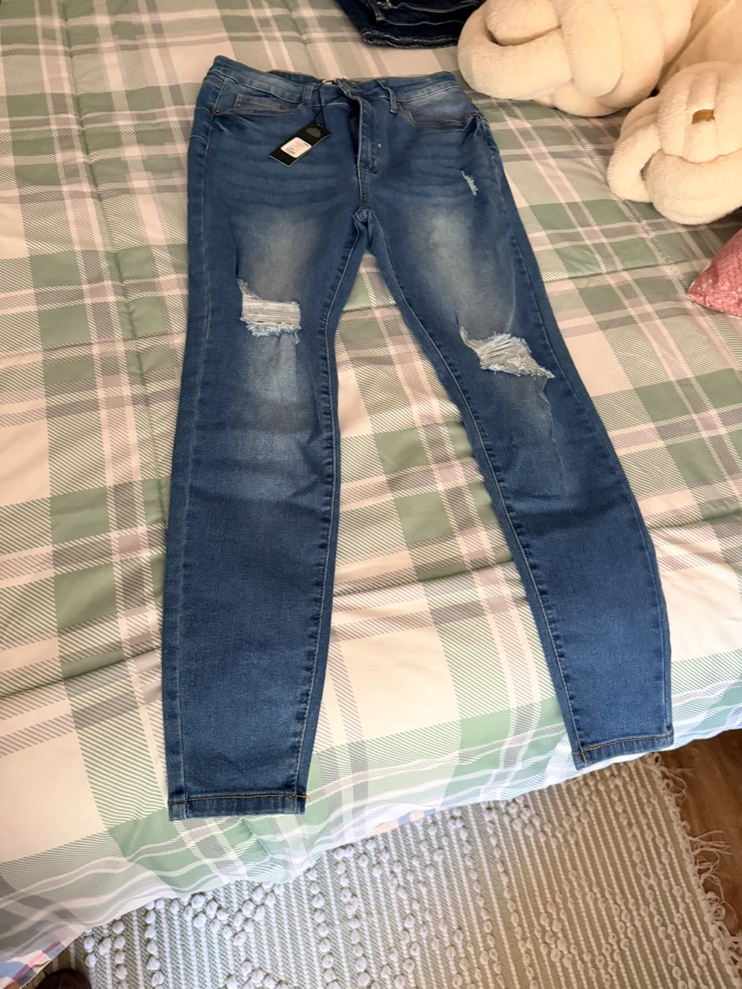 Blue Distressed Skinny Jeans