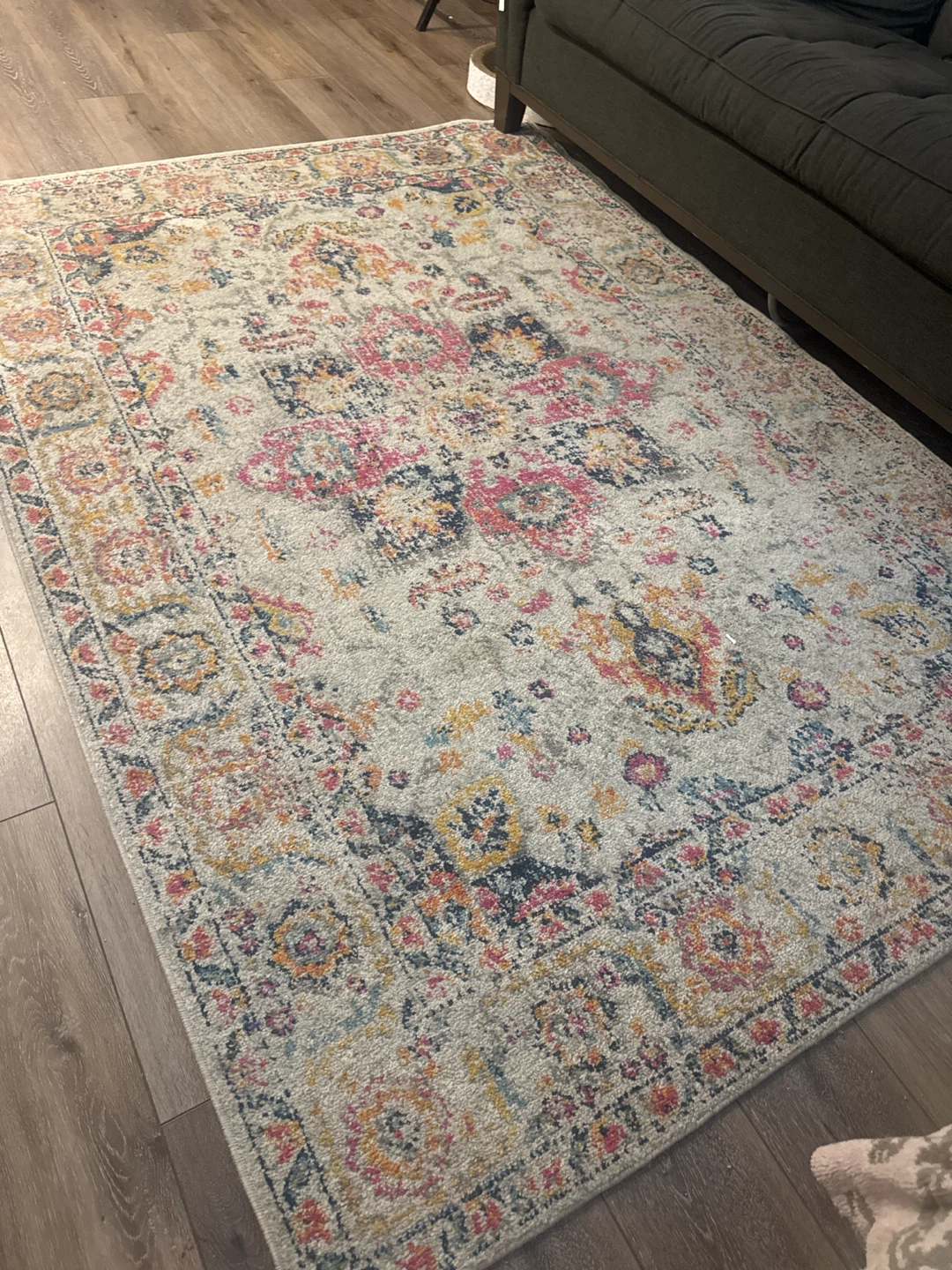 Distressed Floral Medallion Area Rug