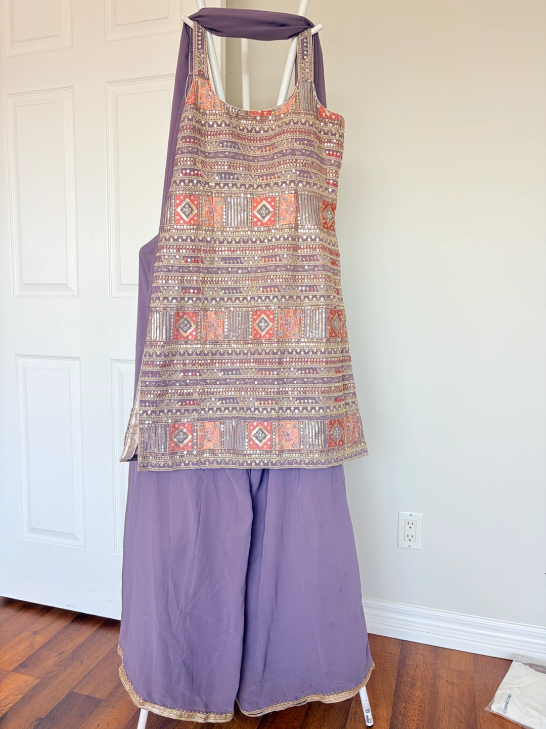 Lavender Embroidered Sharada Set