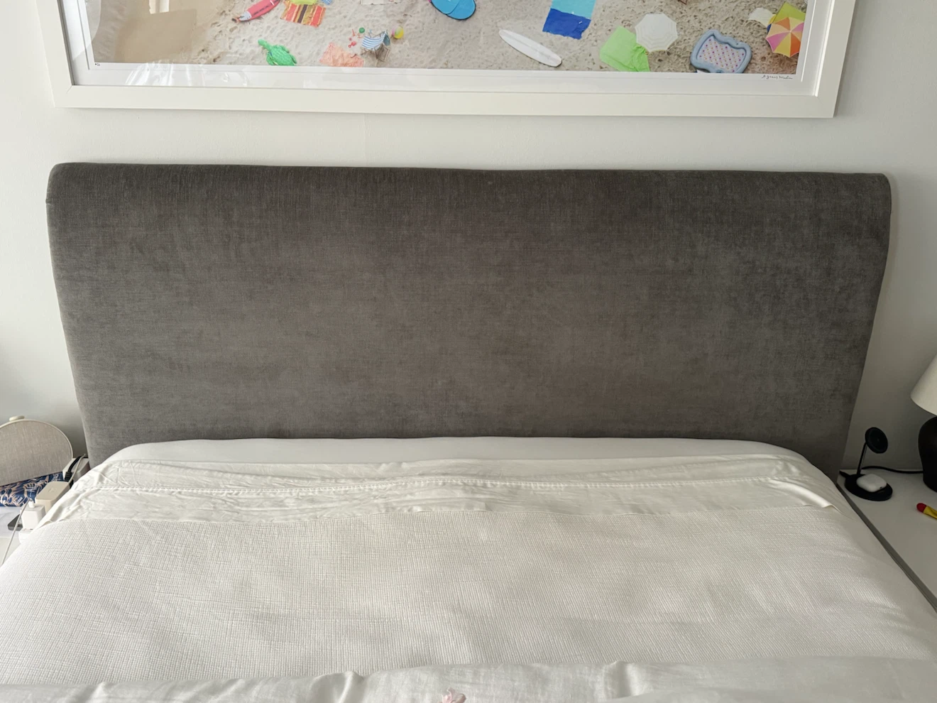 Gray Upholstered Bed Frame with Headboard - photo 2