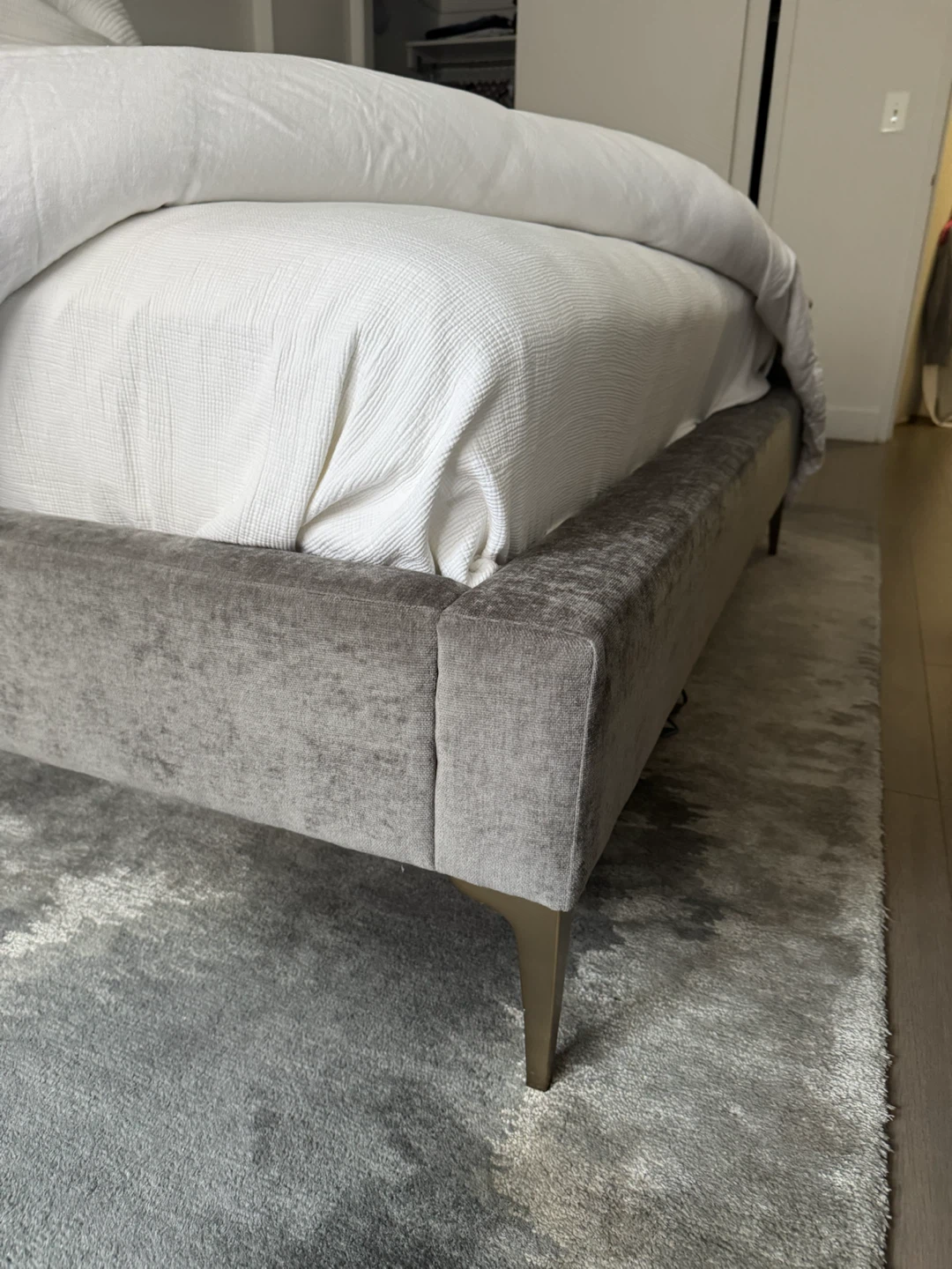 Gray Upholstered Bed Frame with Headboard - photo 3