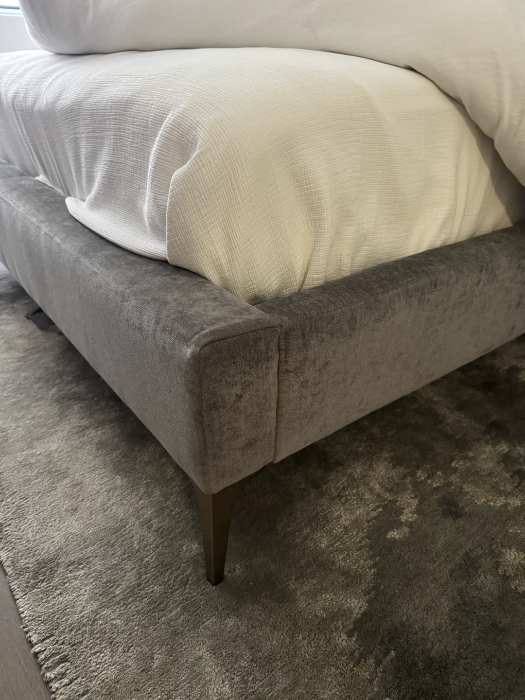 Gray Upholstered Bed Frame with Headboard - photo 4