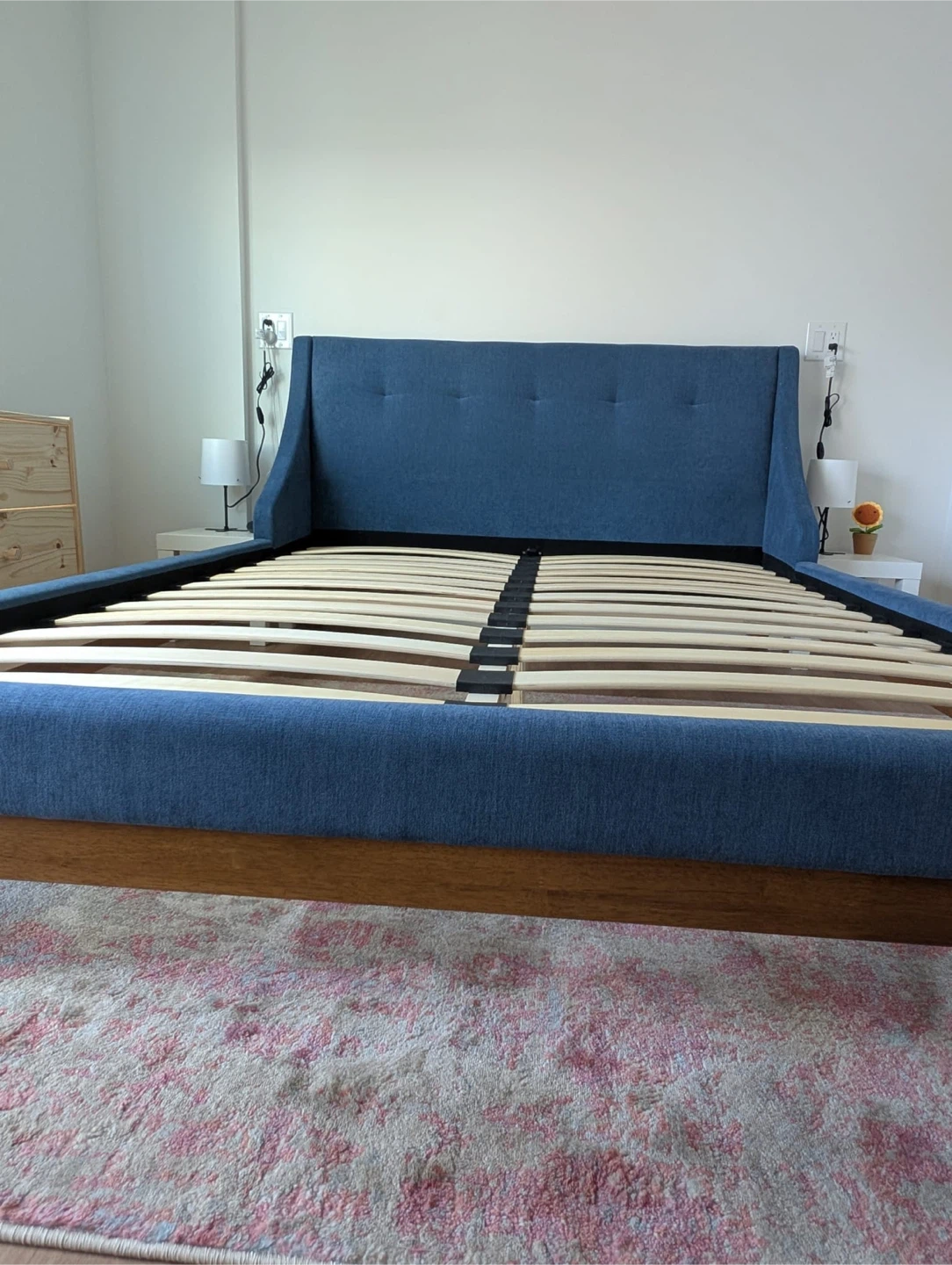 Queen Size Blue Upholstered Bed Frame - photo 2