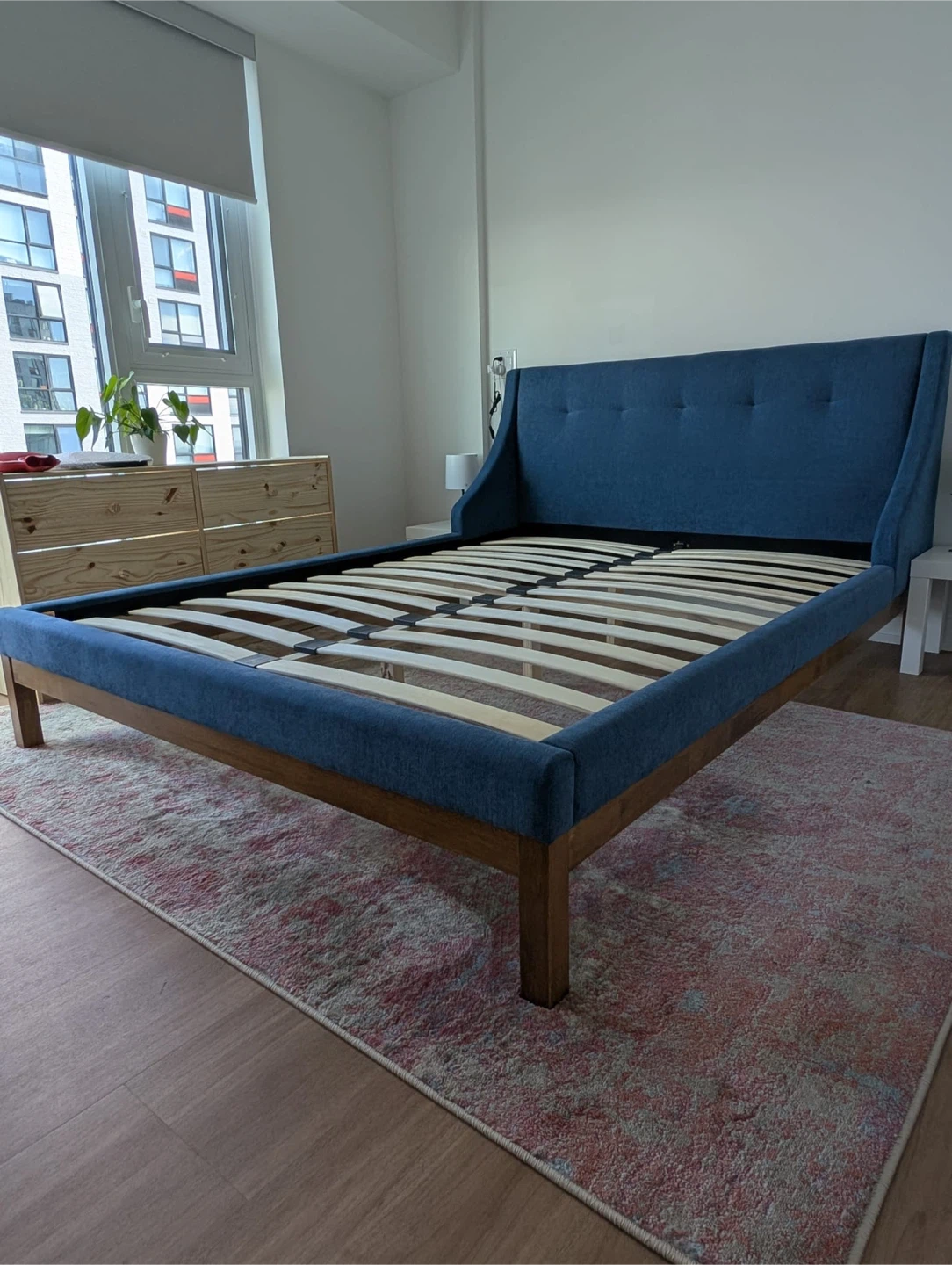 Queen Size Blue Upholstered Bed Frame - photo 3