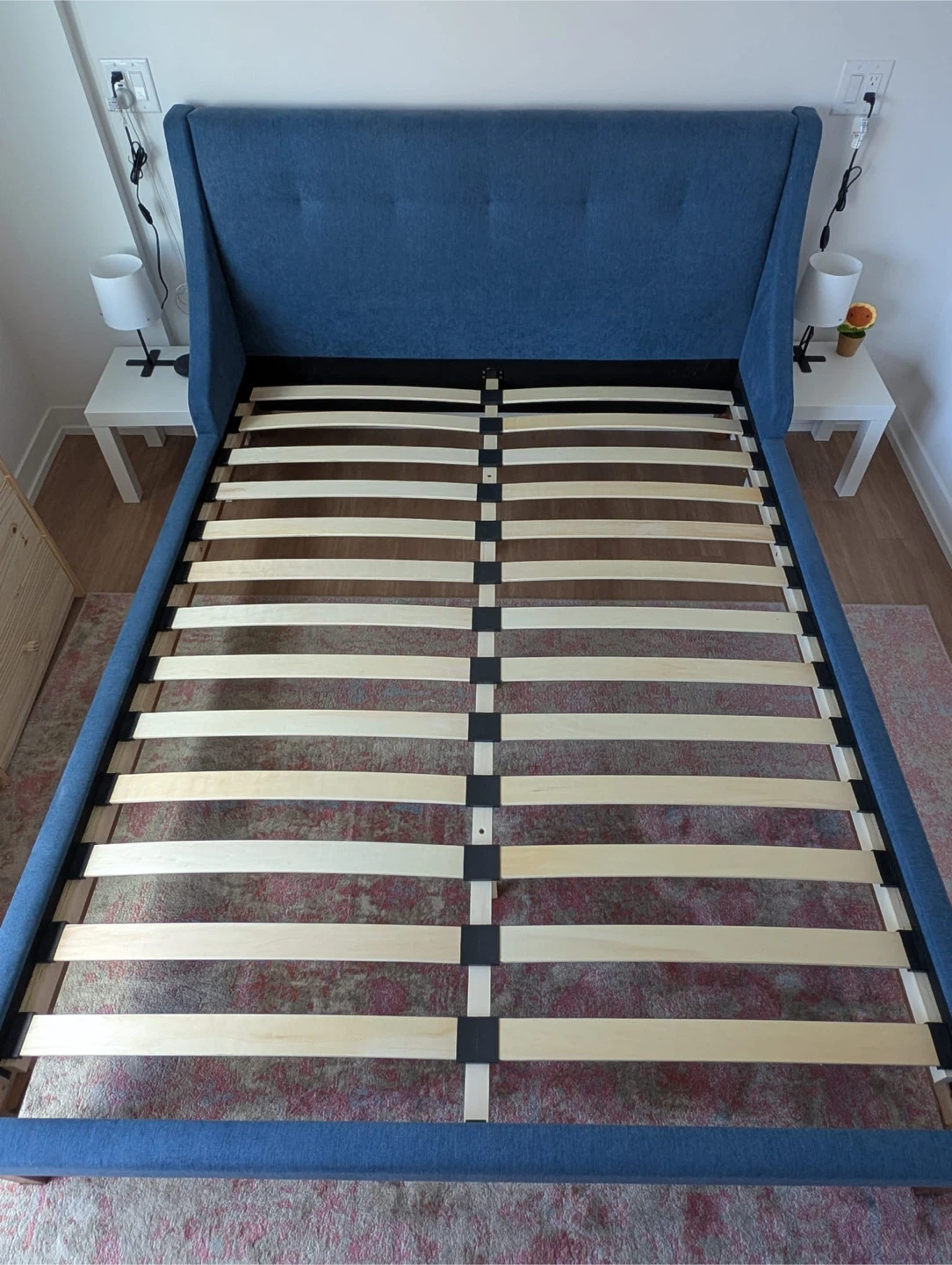 Queen Size Blue Upholstered Bed Frame - photo 4