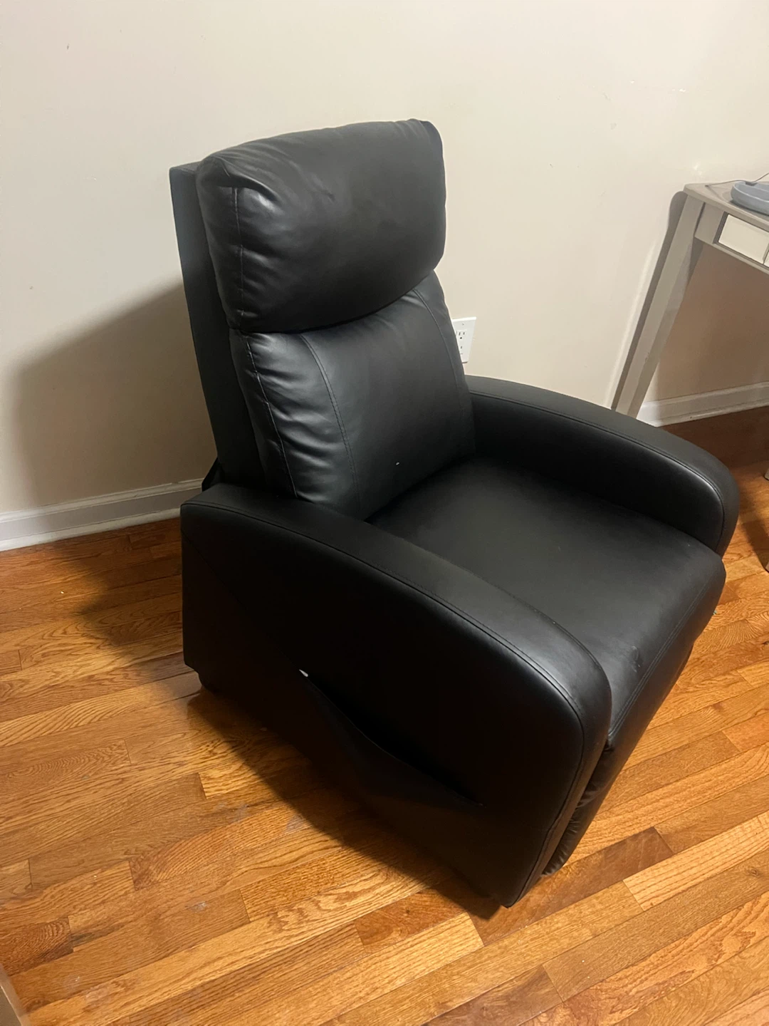 Black Faux Leather Recliner Chair - photo 2