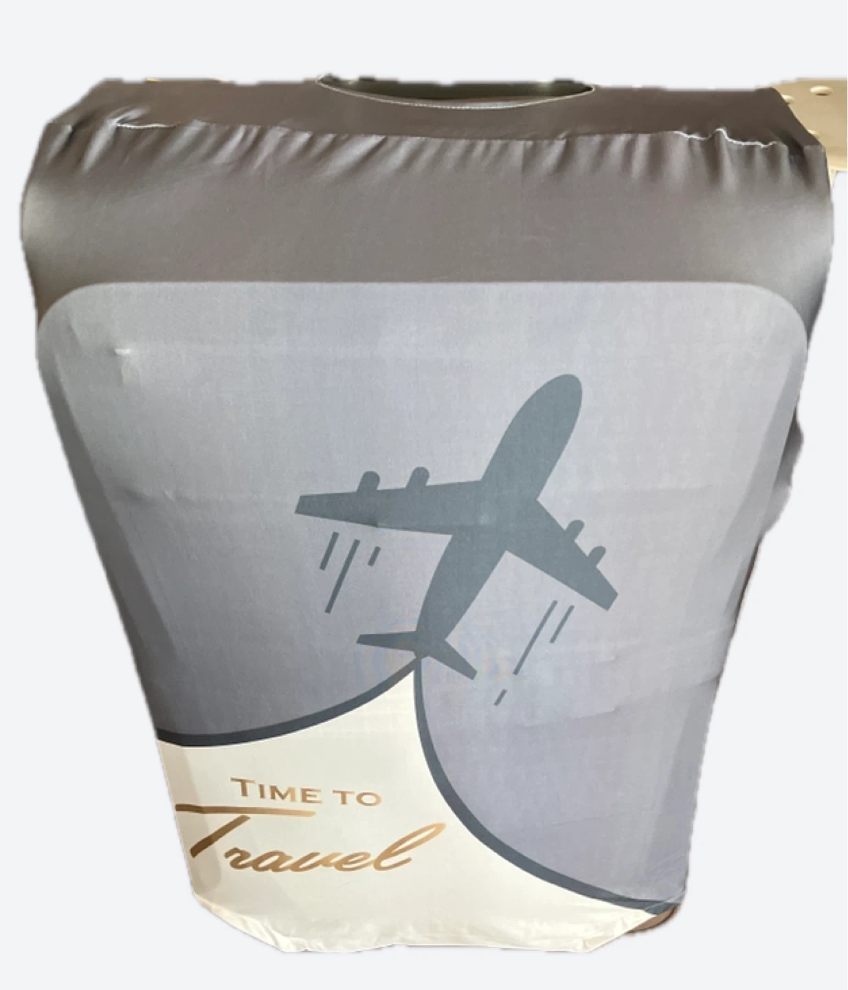 Grey Travel Suitcase Cover with Airplane Design