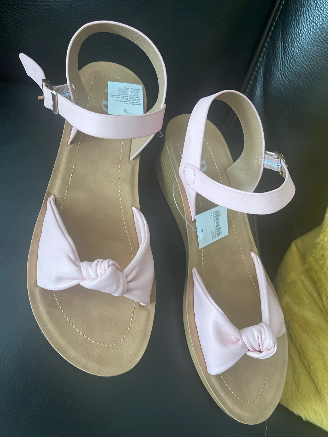 Pink Bow Wedge Sandals