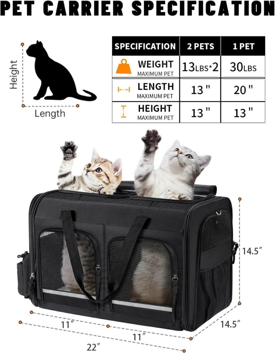Groxkox Cat Carrier for 2 Cats - New - photo 2