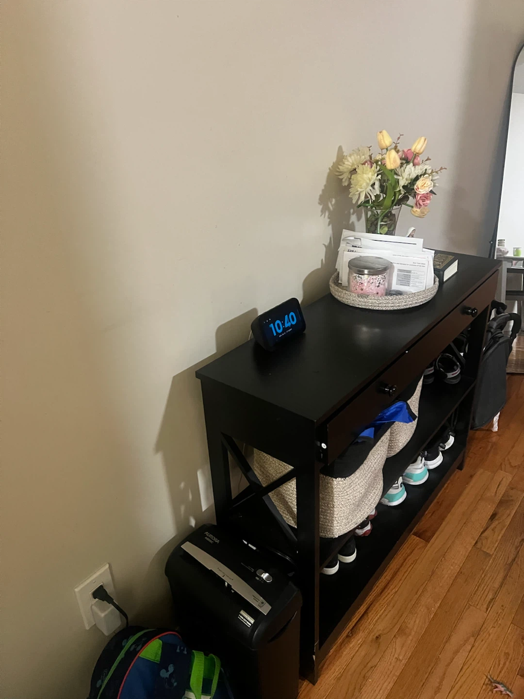 Black Console Table with Storage - photo 2