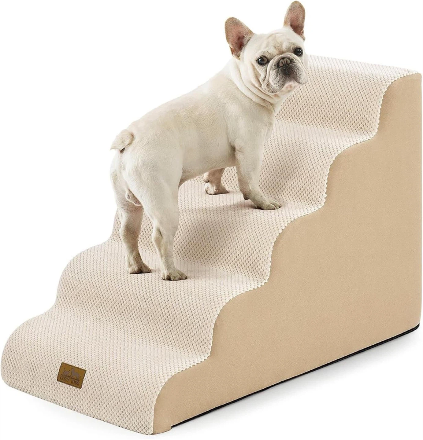 COZY KISS Extra Wide Dog Stairs 5 Step Beige - BNIB