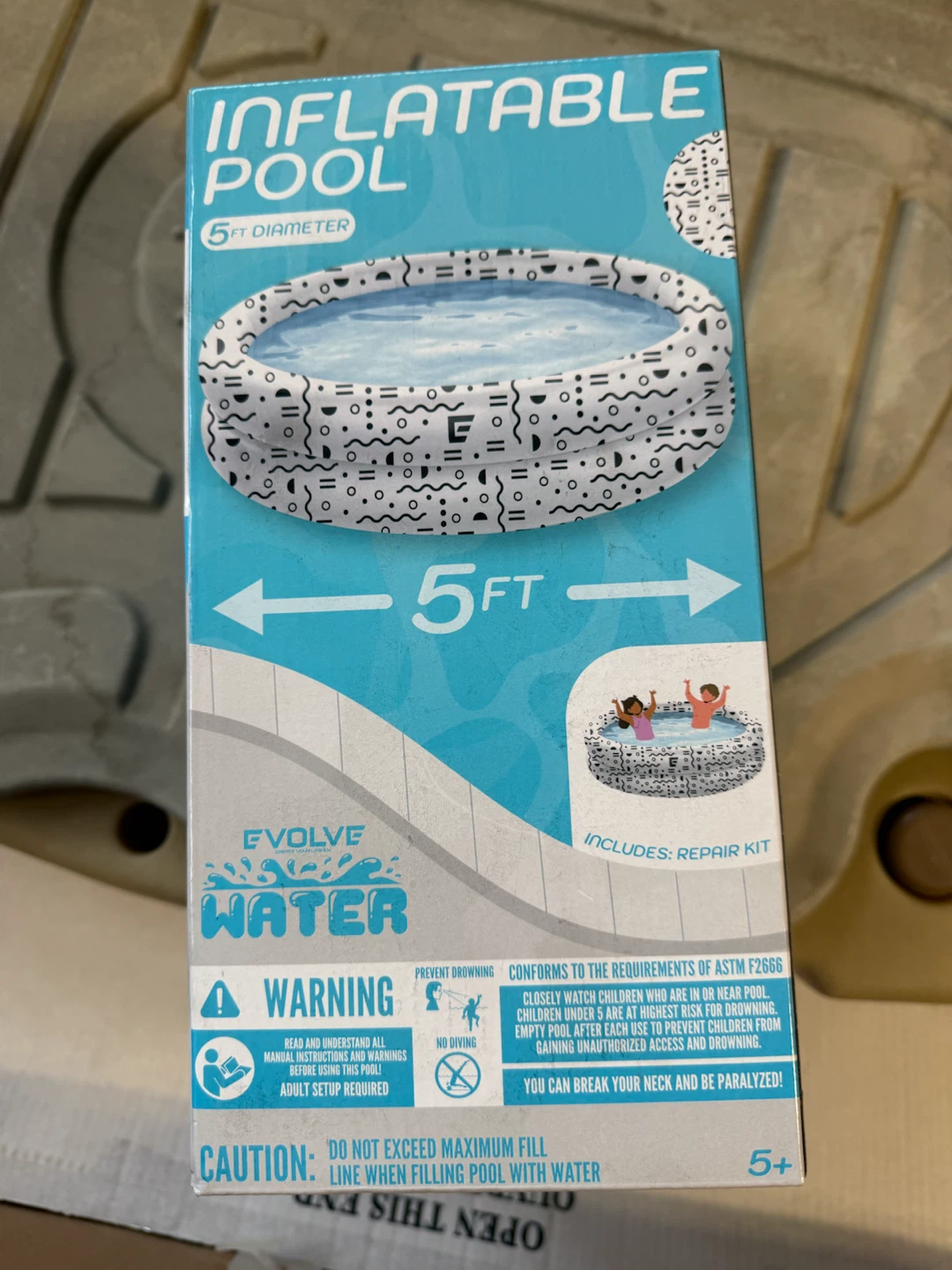 Evolve Water Inflatable Pool - 5 FT Diameter